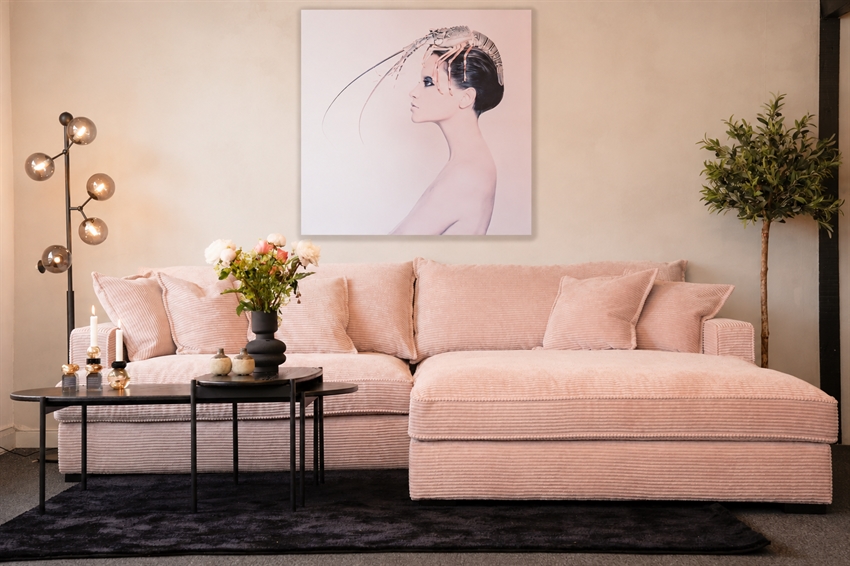 Chelsey Flamingo Fløjl Flydersofa   Personers Sofa Small Scandinavian Living 244     82     112     Møbelsalg