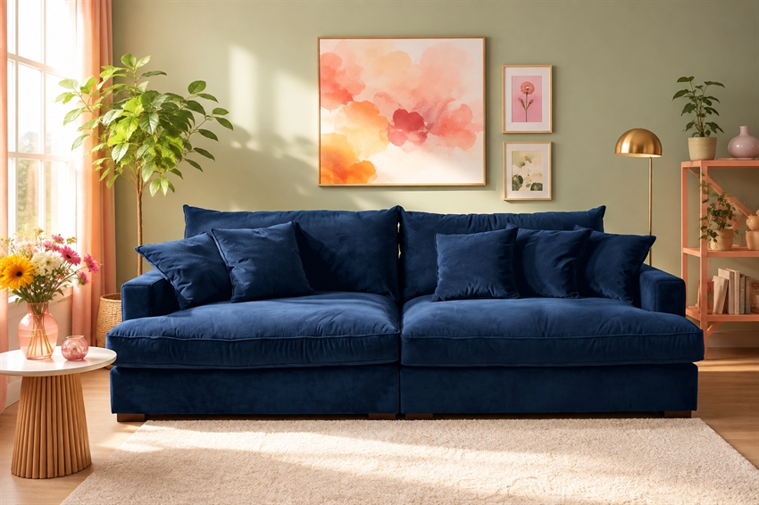 Chelsey Flydersofa   Personers Sofa Blå Velour Scandinavian Living 112     82     79     Møbelsalg
