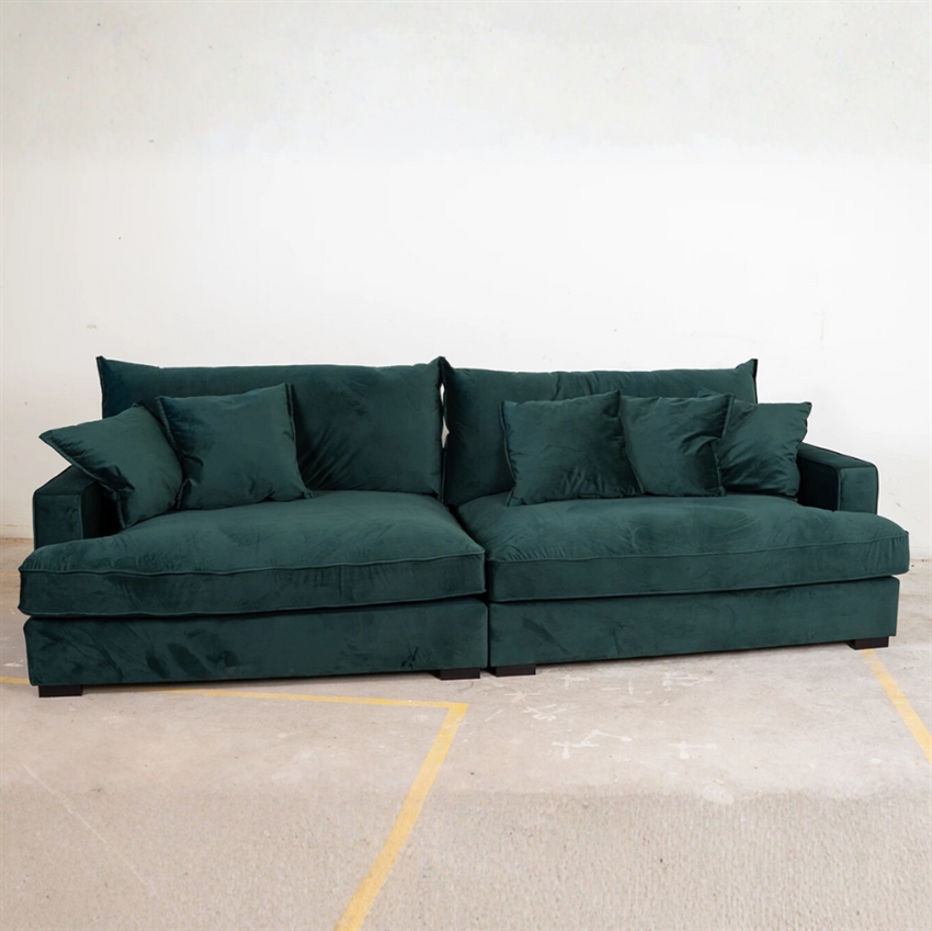 Chelsey Flydersofa -personers Sofa Grøn Velour Scandinavian Living 279 82 117 Møbelsalg