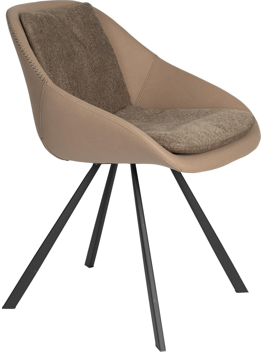 Spisebords-   Spisestuestol Dutchbone Wakefield   Polstret Designstol   Brungrå Polyester Med Sort Pulverlakeret Metalstel