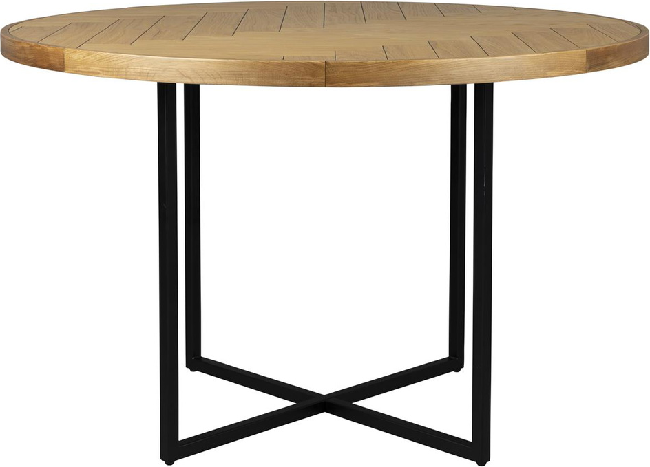 Spisebord Dutchbone Class Rundt ø120   H75   Akaciefinér Natur Sort Stålstel