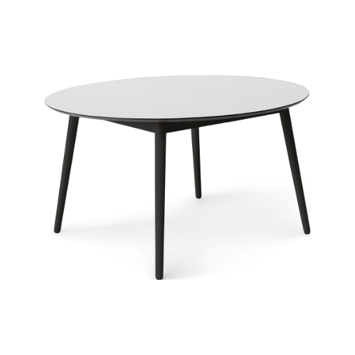 Meza   Hammel Round Spisebord Hvid Laminat    Sortbejdset Ben 135     74     135     Møbelsalg