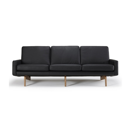 Nordly K200 Sofa    Personers Sort Læder Sofa 216     76     52     Møbelsalg