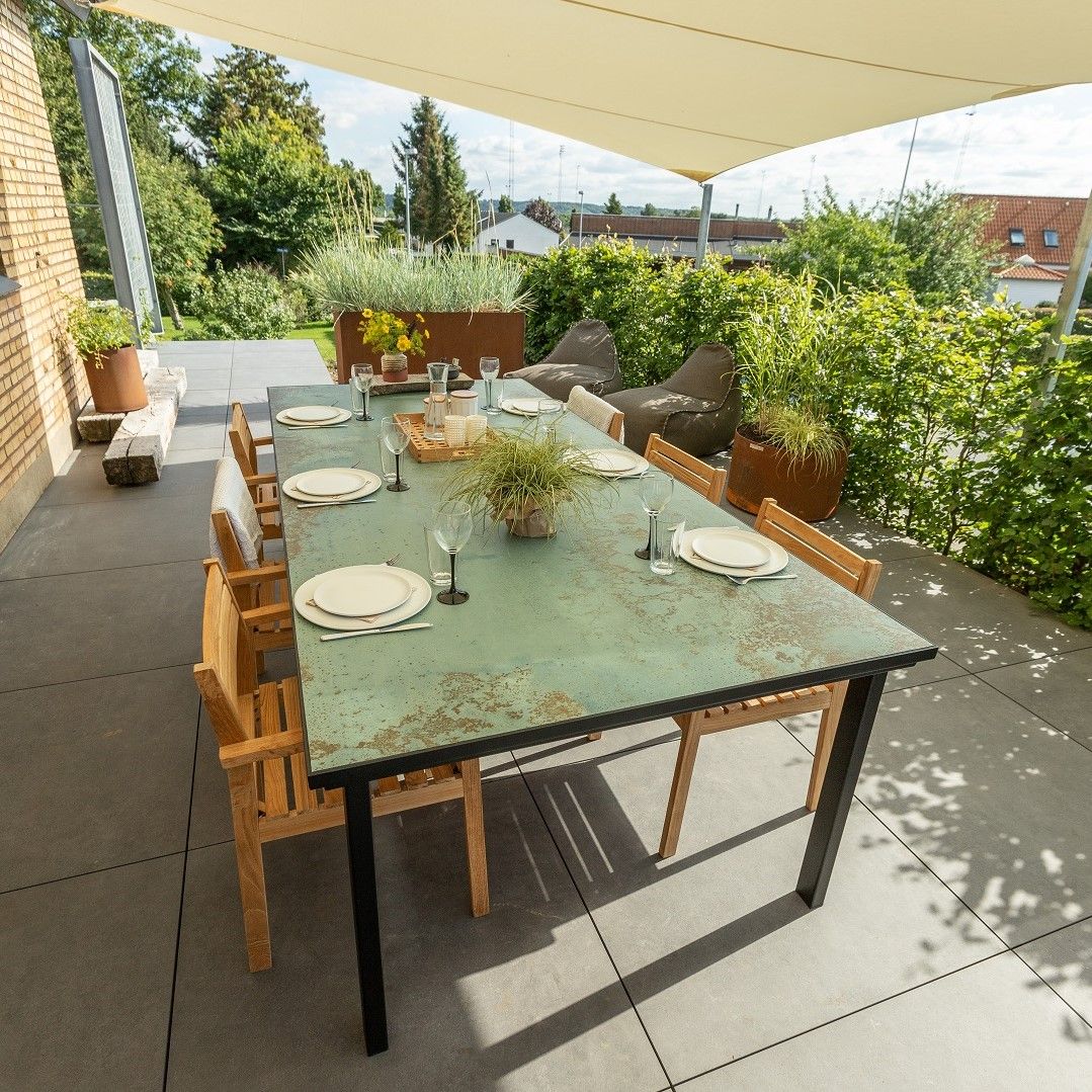 Terrassebord   Stål Med Keramisk Flise-bordplade 120   120
