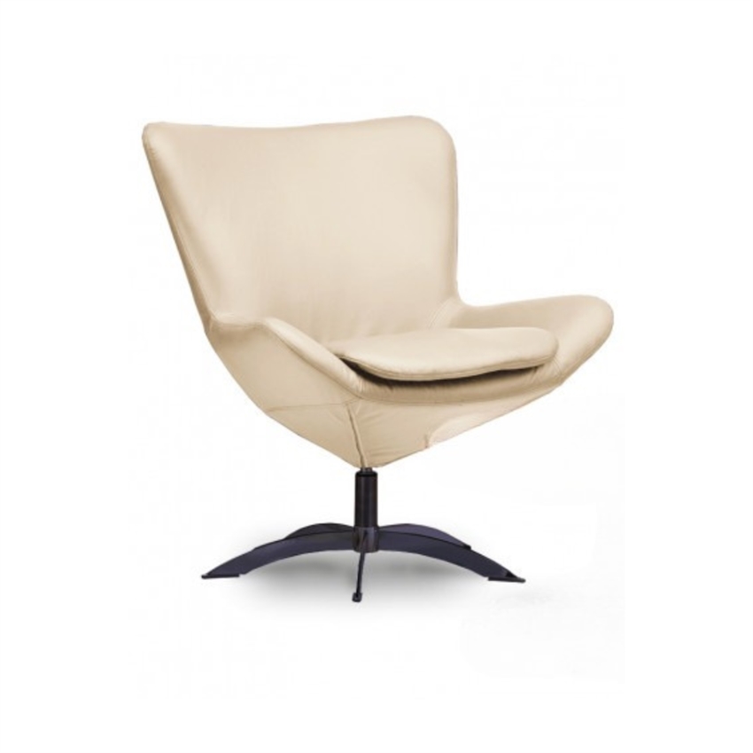 Hjort Knudsen Havanna Loungestol Beige Madras Læder    Krom Sokkel   Møbelsalg