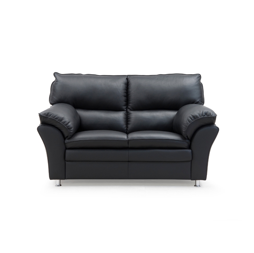 Hjort Knudsen Palma   Personers Sofa Sort Semi Spalt Læder    Stålben 160     97     Møbelsalg