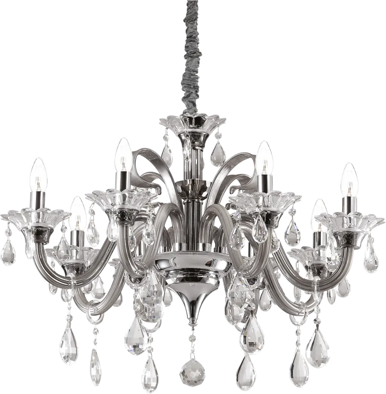 Pendel Lampe Ideal Lux Colossal ø78   Justerbar Højde 85-160   Gennemsigtig Krom