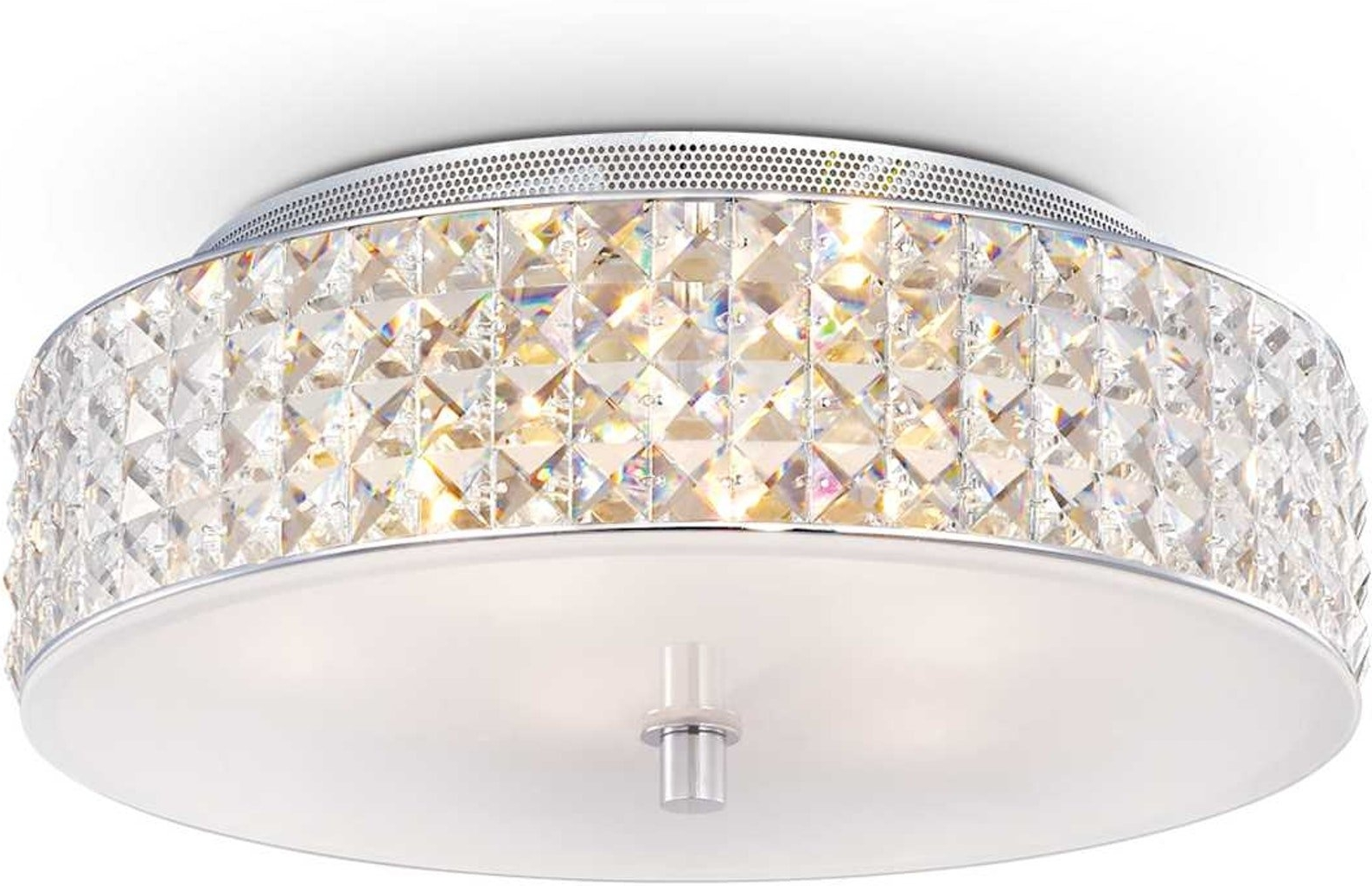 Loftslampe Ideal Lux Roma ø40ã H13   Hvid Krom Med Firkantede Krystalelementer