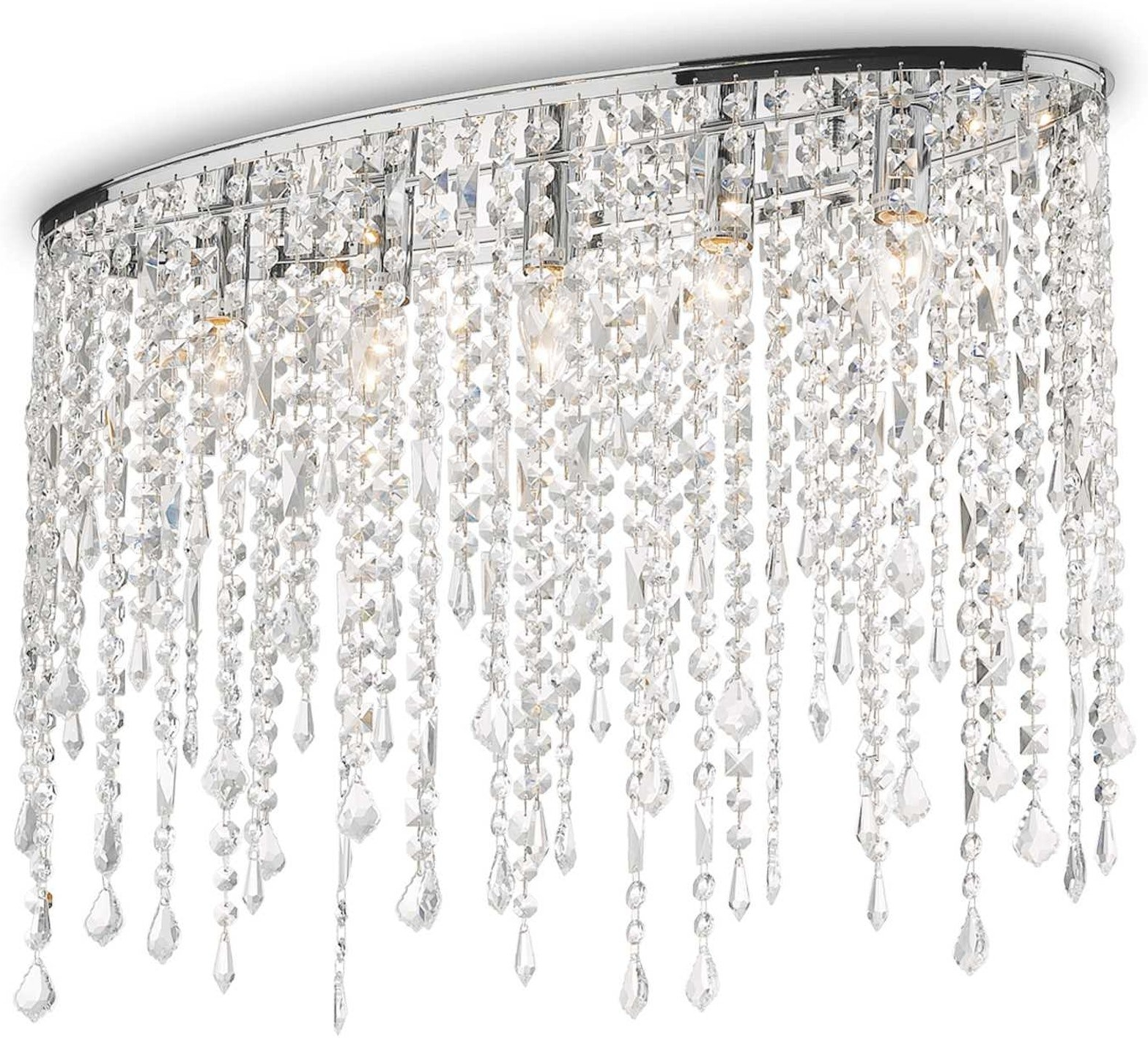 Loftslampe Ideal Lux Rain Med Krystalvedhæng   Krommetal   Glas