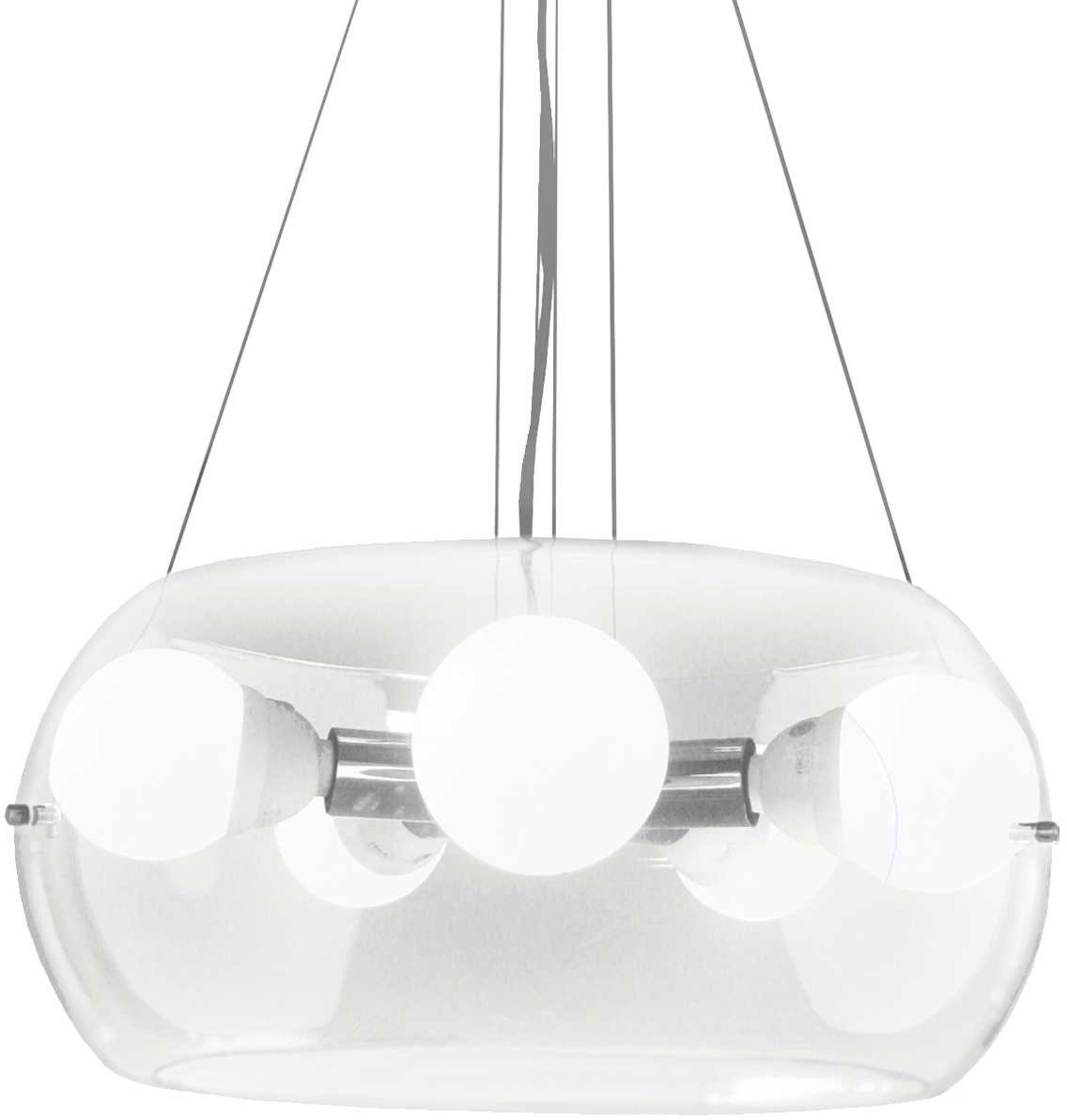 Pendel Lampe Ideal Lux Audi-10 Loftslampe ø48     H40-100   Glas Krom