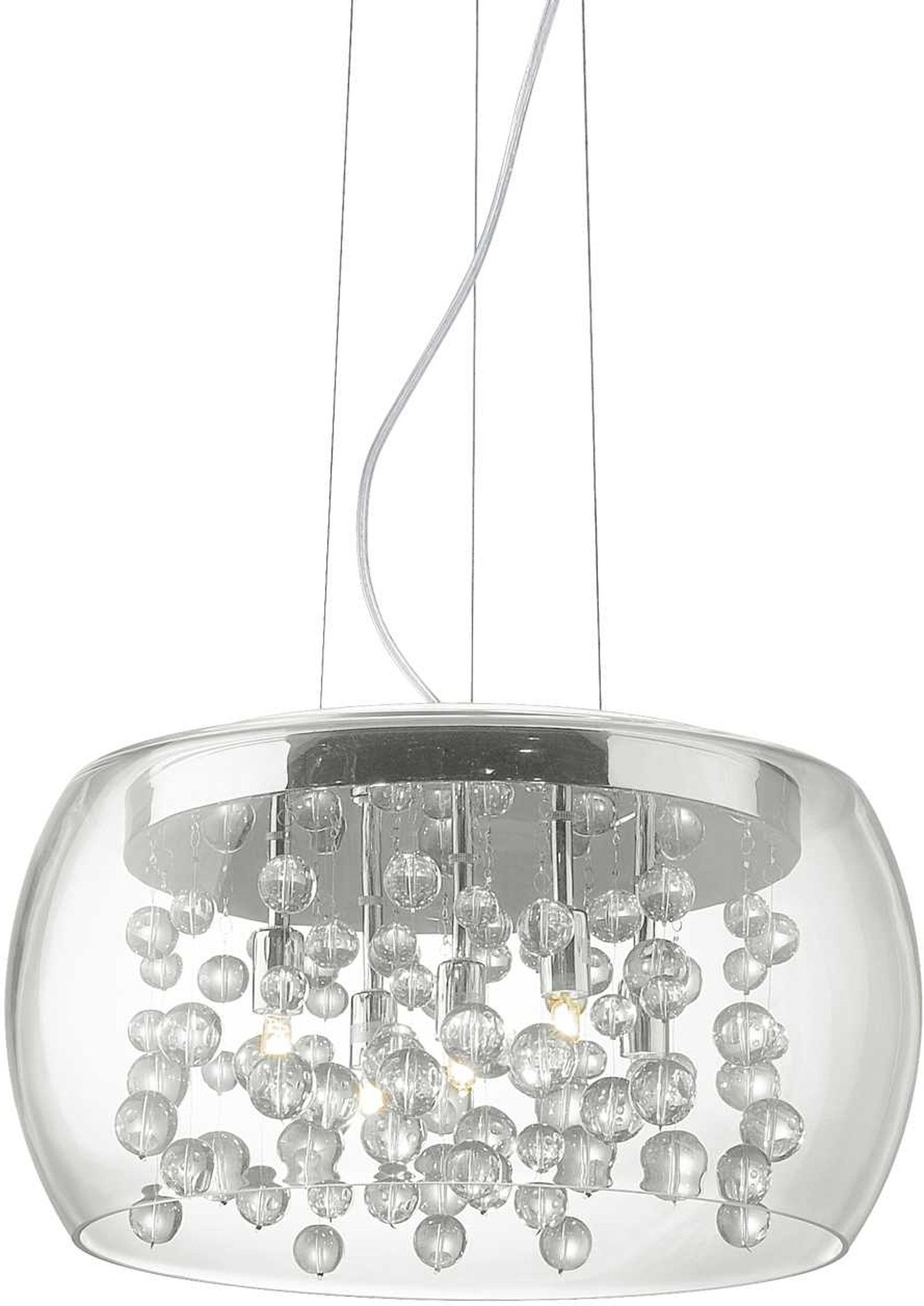 Pendel Lampe Ideal Lux Audi-80   Krom   Klar Røget Glas ø400   Justerbar Højde 260-2350