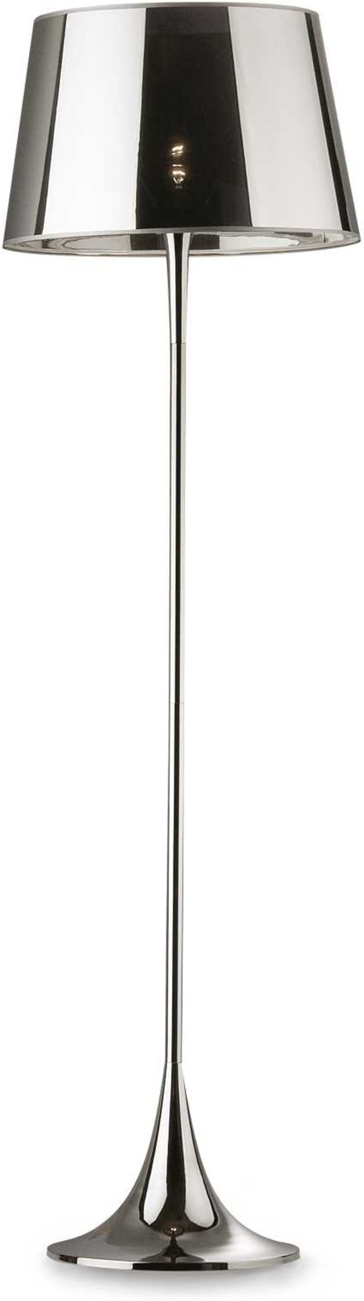 Gulvlampe Ideal Lux London   Krom ø50xh174   Med Semi-transparent Stofskærm
