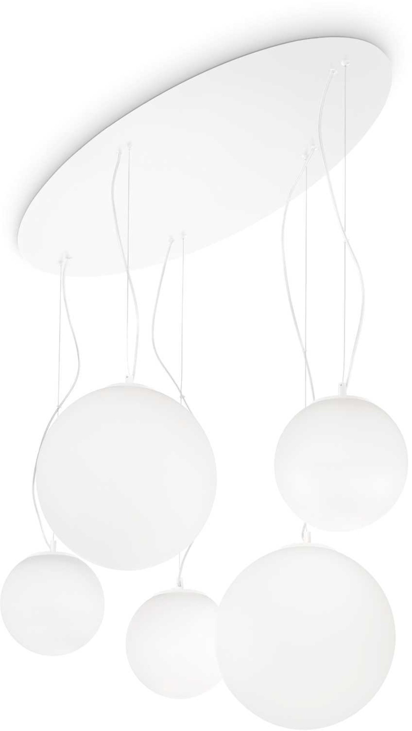 Pendellampe Ideal Lux Mapa Bianco   Opalhvidt Glas Med   E27-fatninger  Justerbar Højde 35-110    105ã 54