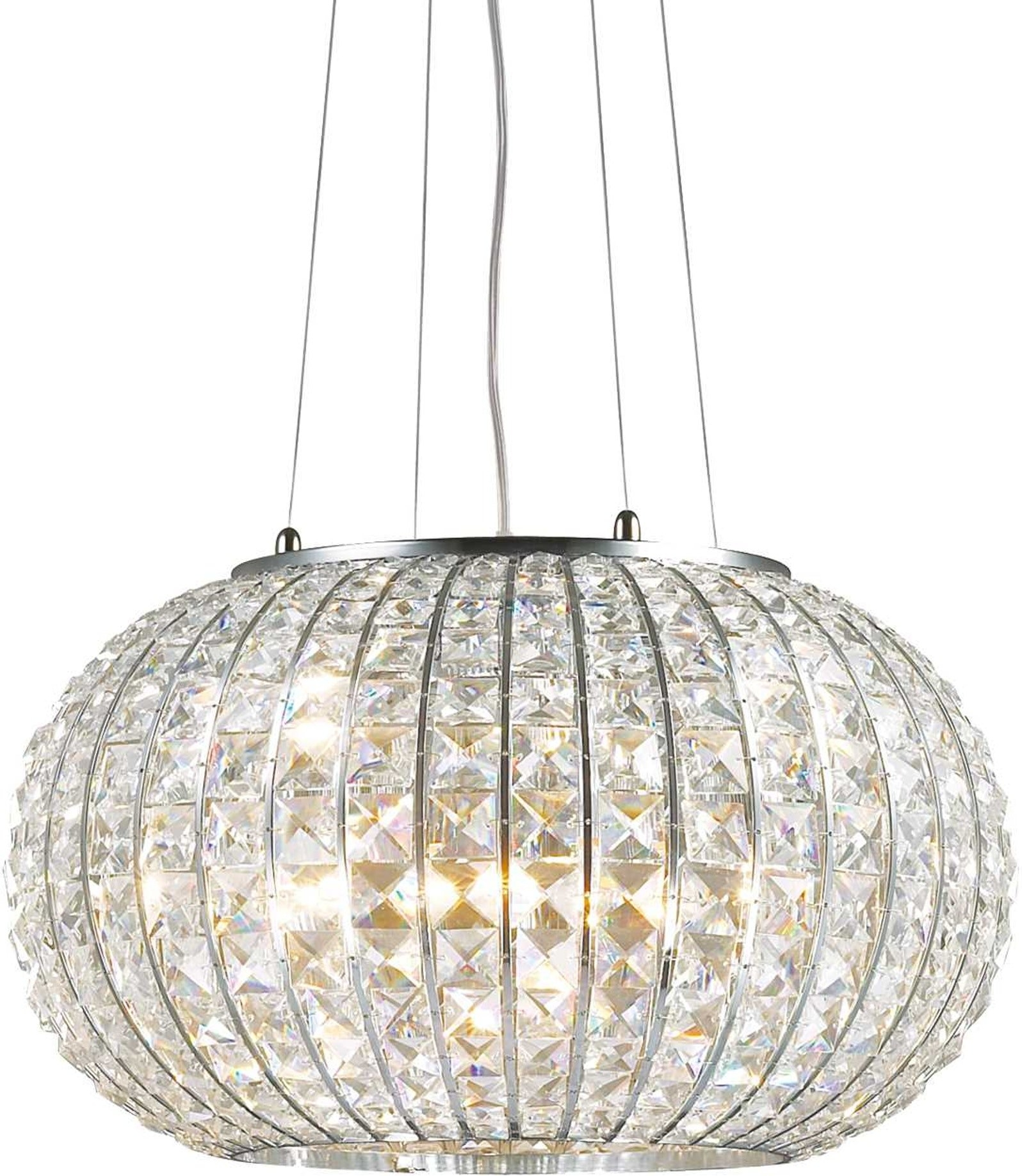 Pendellampe Ideal Lux Calypso ø42   H32-100   Krom Med Dekorative Krystalelementer 5xe27 60w Indendørs