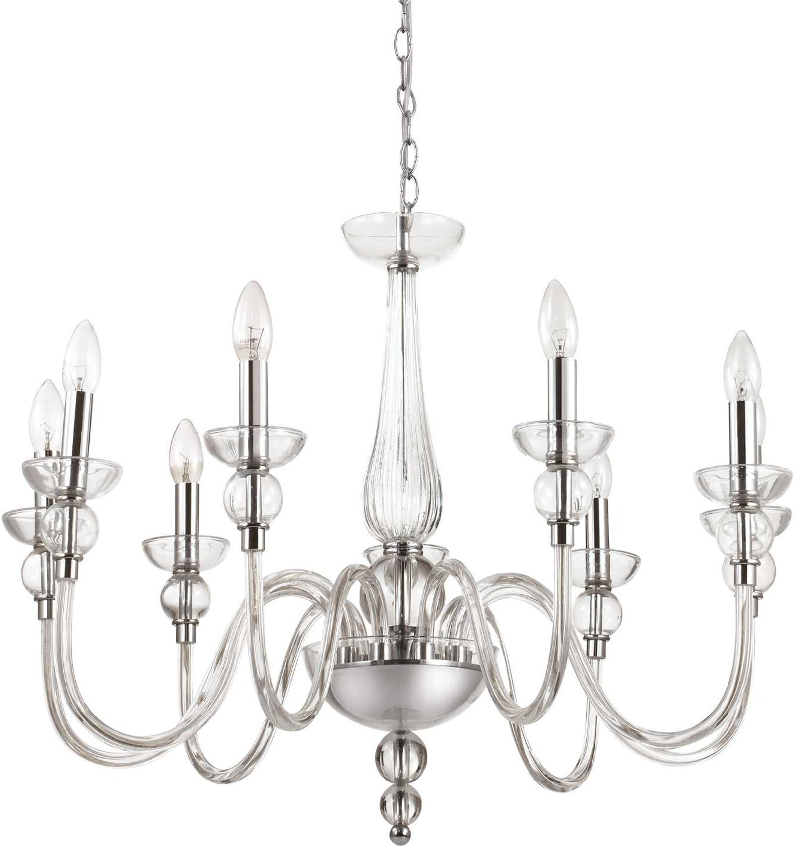 Pendel Lampe Ideal Lux Doge 9xe14 ø75   Justerbar Højde 70-155   Glas Krom