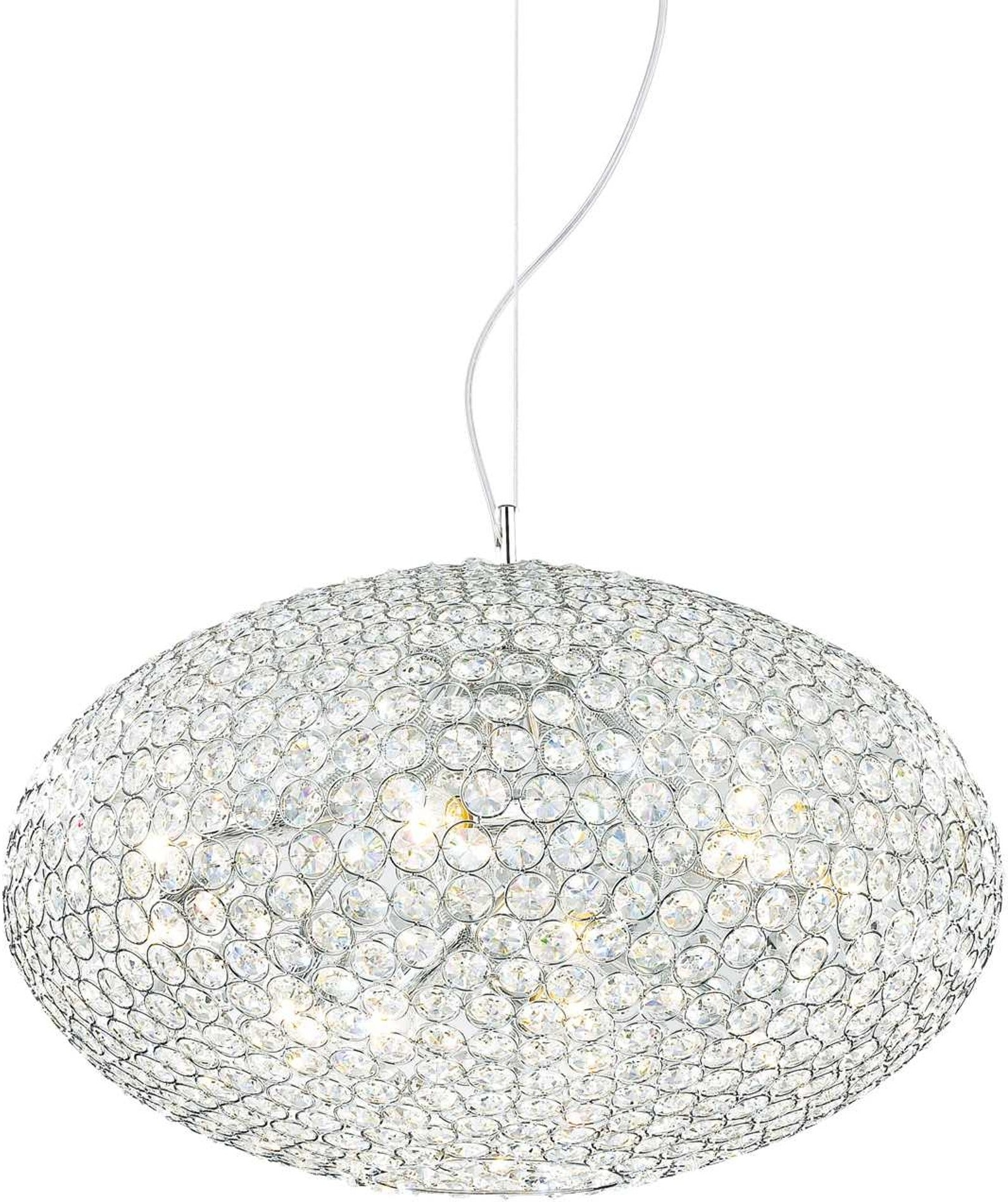 Pendel Lampe Ideal Lux Orion ø400   H280-2370   Krom Loftslampe Med Krystaller   Justerbar Højde