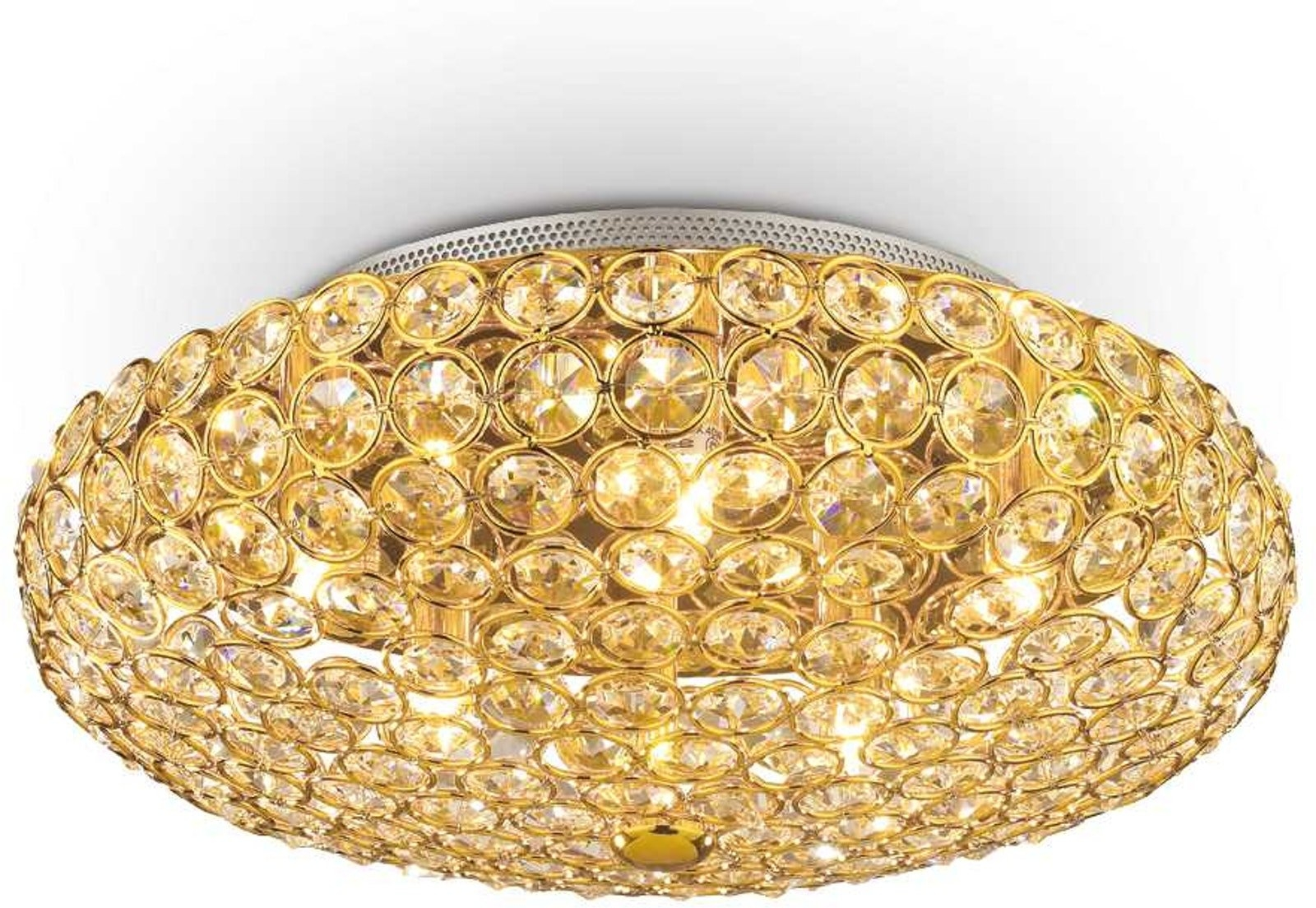 Loftlampe Ideal Lux King   Krom Glas Med Gyldne Krystaller ø38   G9