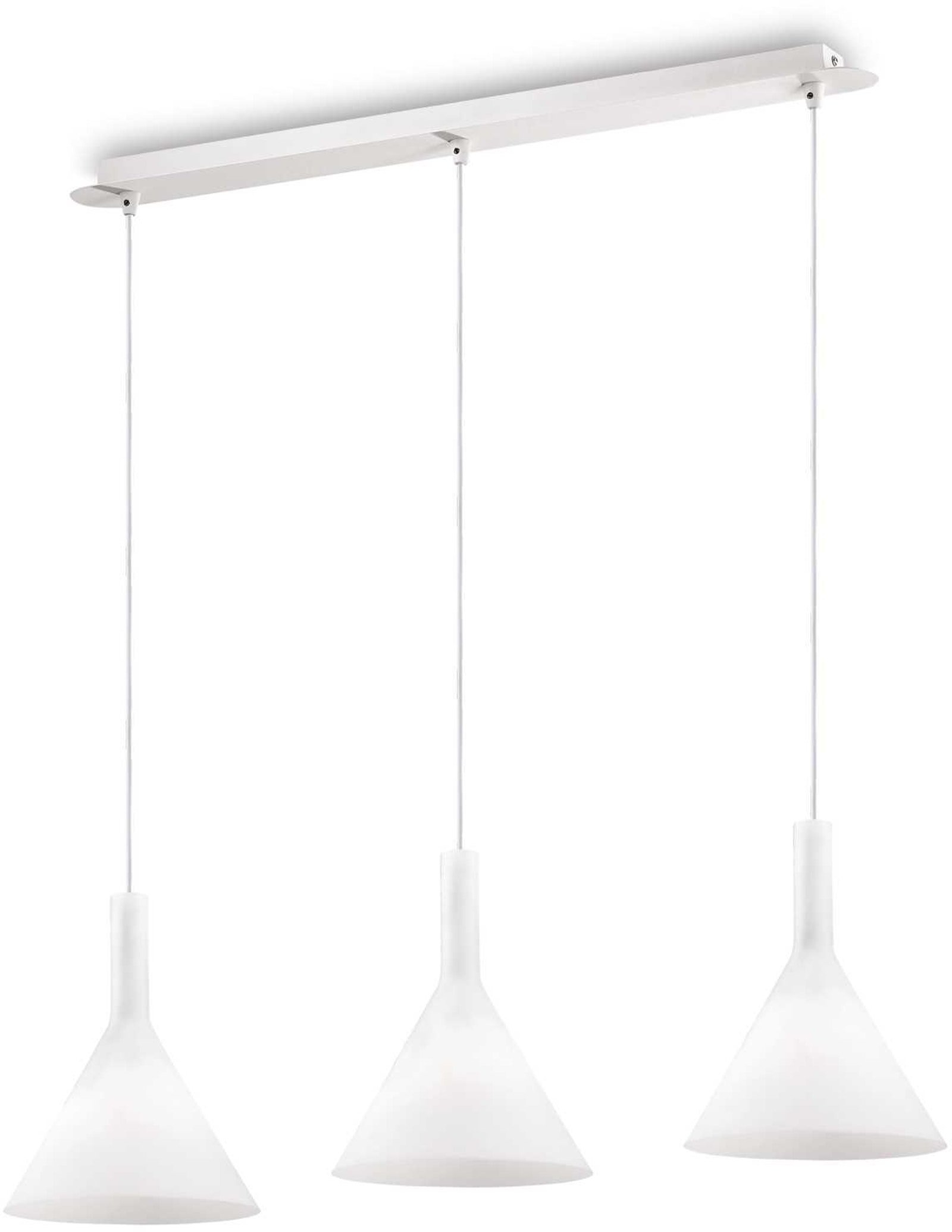 Pendel Lampe Ideal Lux Cocktail   Hvidt Syreætset Glas ø200   H320-1250   Justerbar Højde  -armet E14