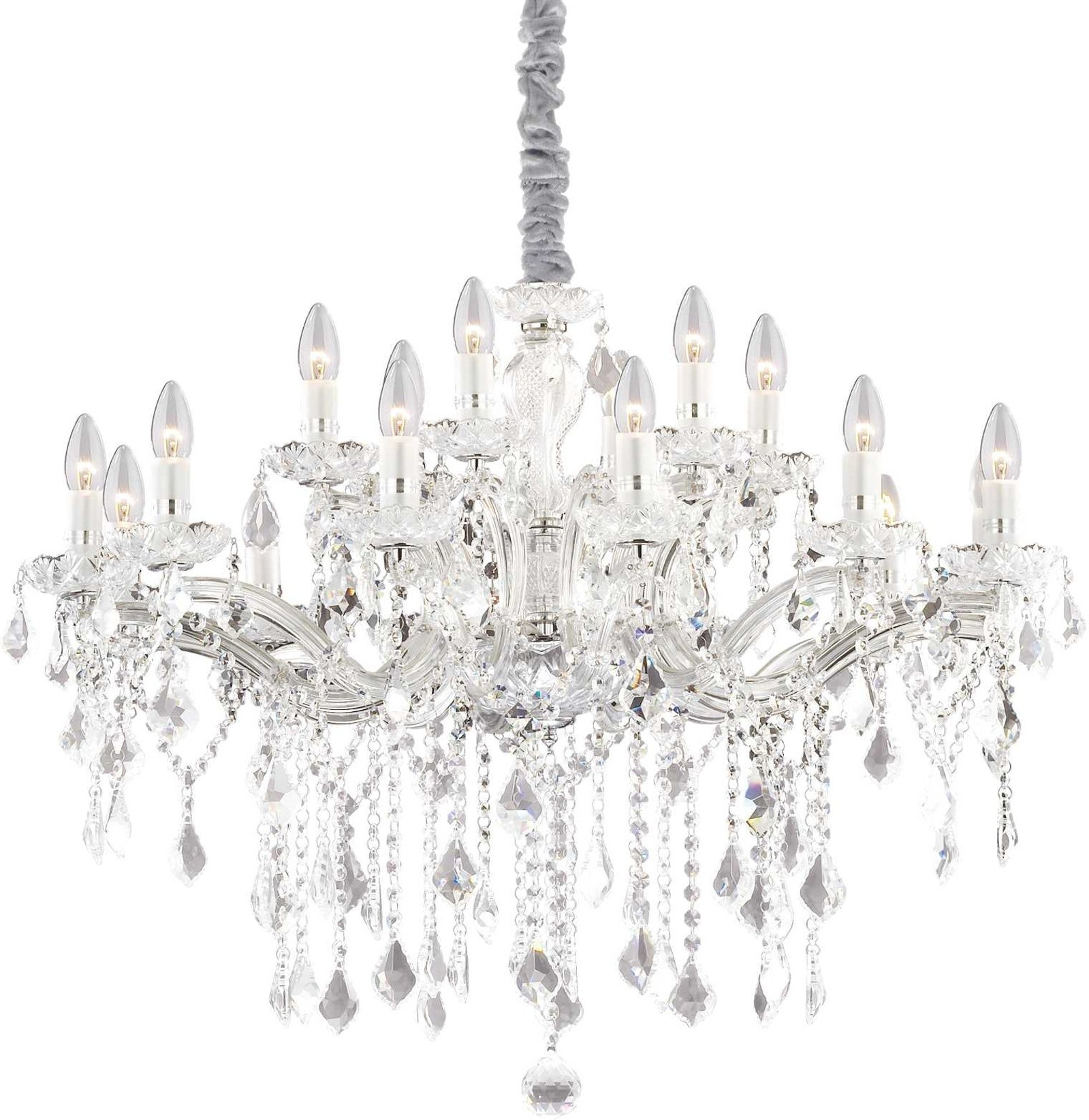 Pendel Lampe Ideal Lux Florian ø86   H95-123   Krystalglas Krom Loftlampe 18   E14 Indendørs