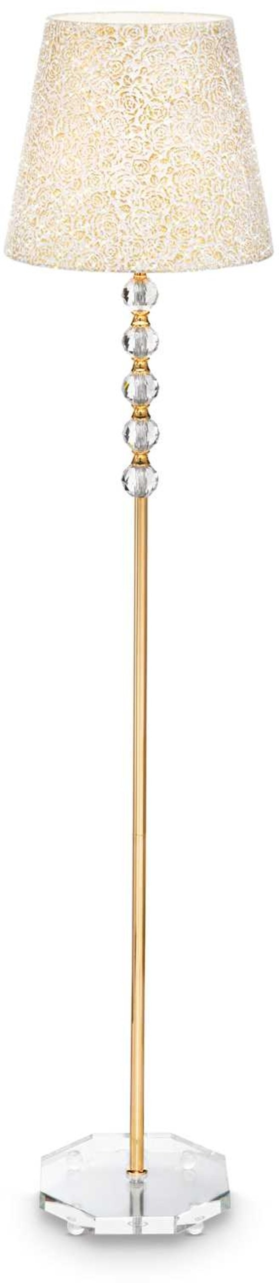 Gulvlampe Ideal Lux Queen Med Krystaldetaljer   Guld ø35   H157