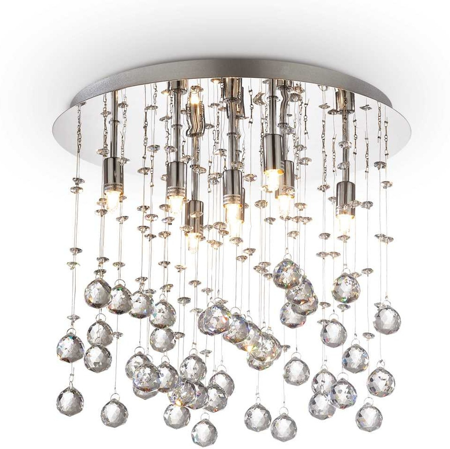 Loftslampe Ideal Lux Moonlight   Krom ø40   H36   Med Krystaller   G9-pærer