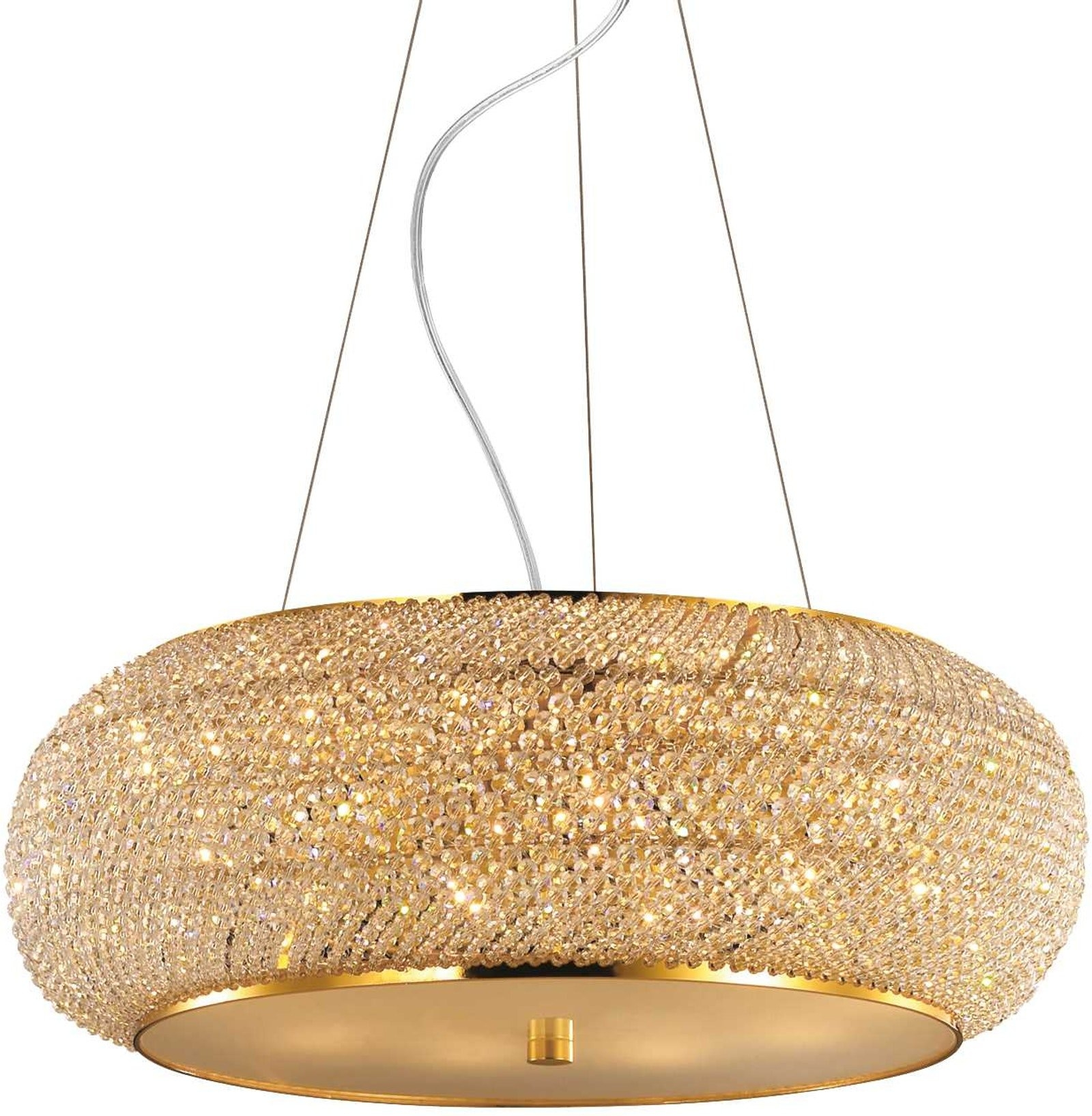 Pendel Lampe Ideal Lux Pasha Guldbelagt ø55   Med Glas   Krom
