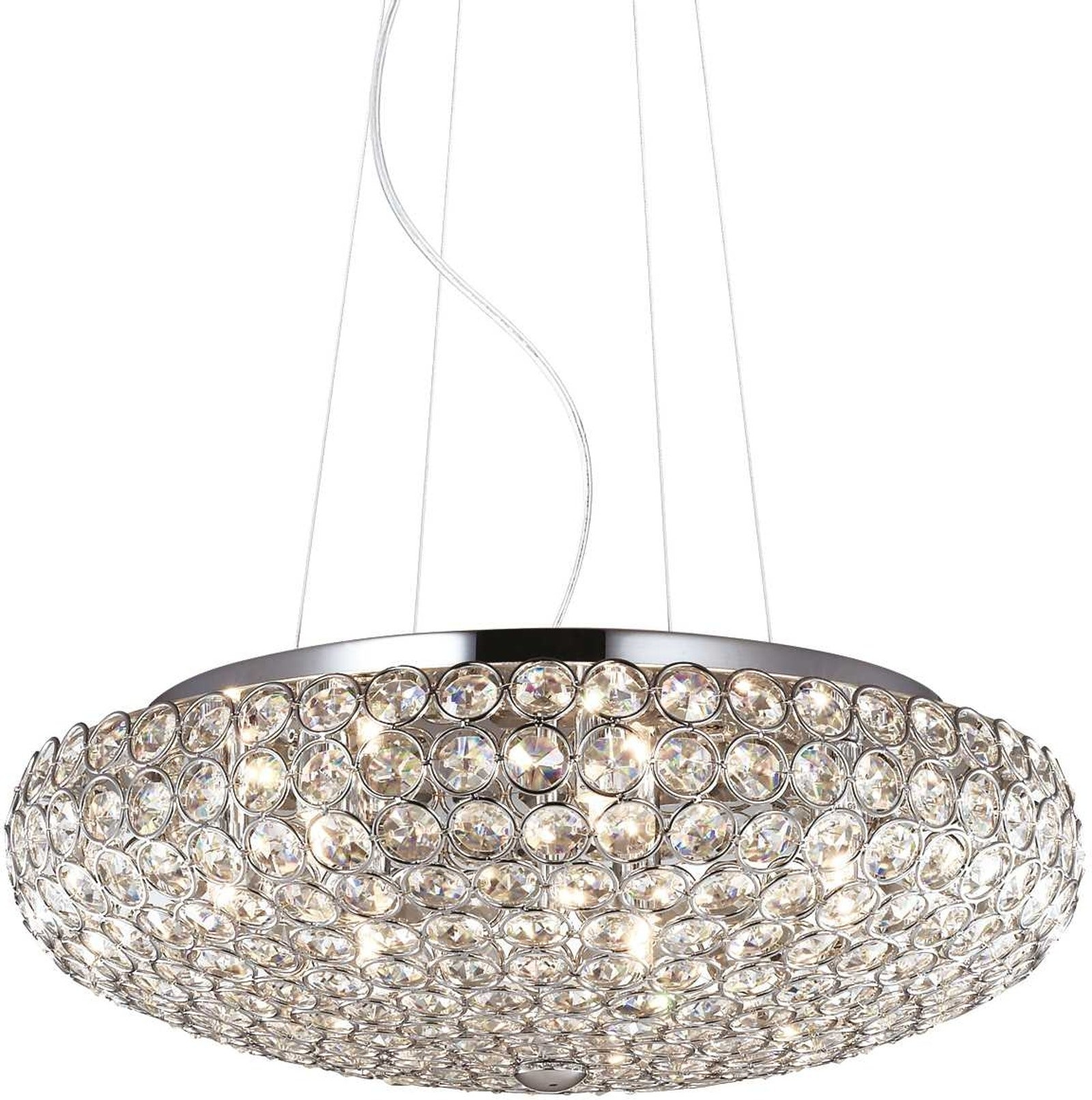 Pendel Lampe Ideal Lux King ø46   Krom Med Ottekantede Krystaller   Justerbar Højde 40-120