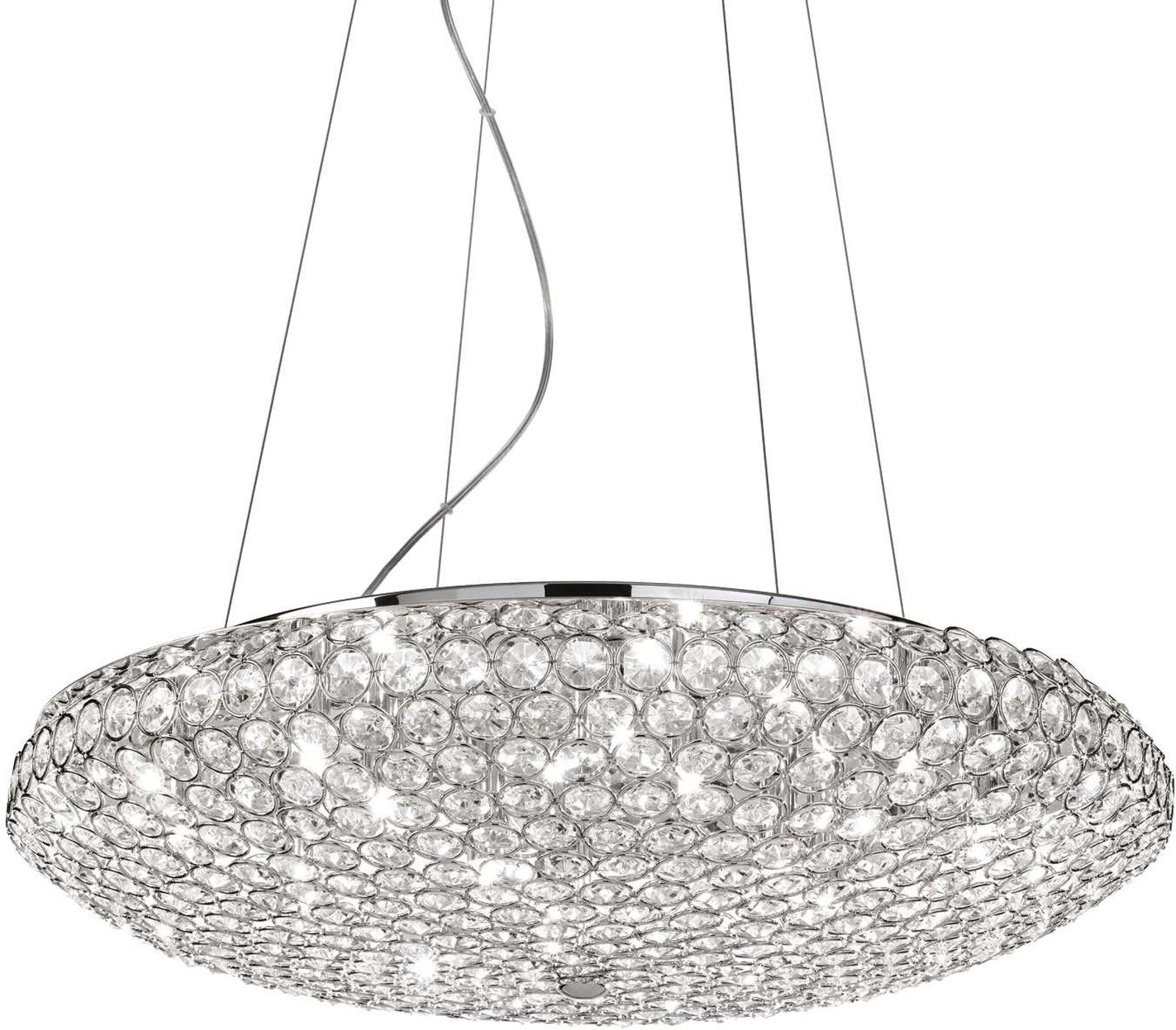 Pendellampe Ideal Lux King   Krom   Krystal ø650   Justerbar Højde 400 1200