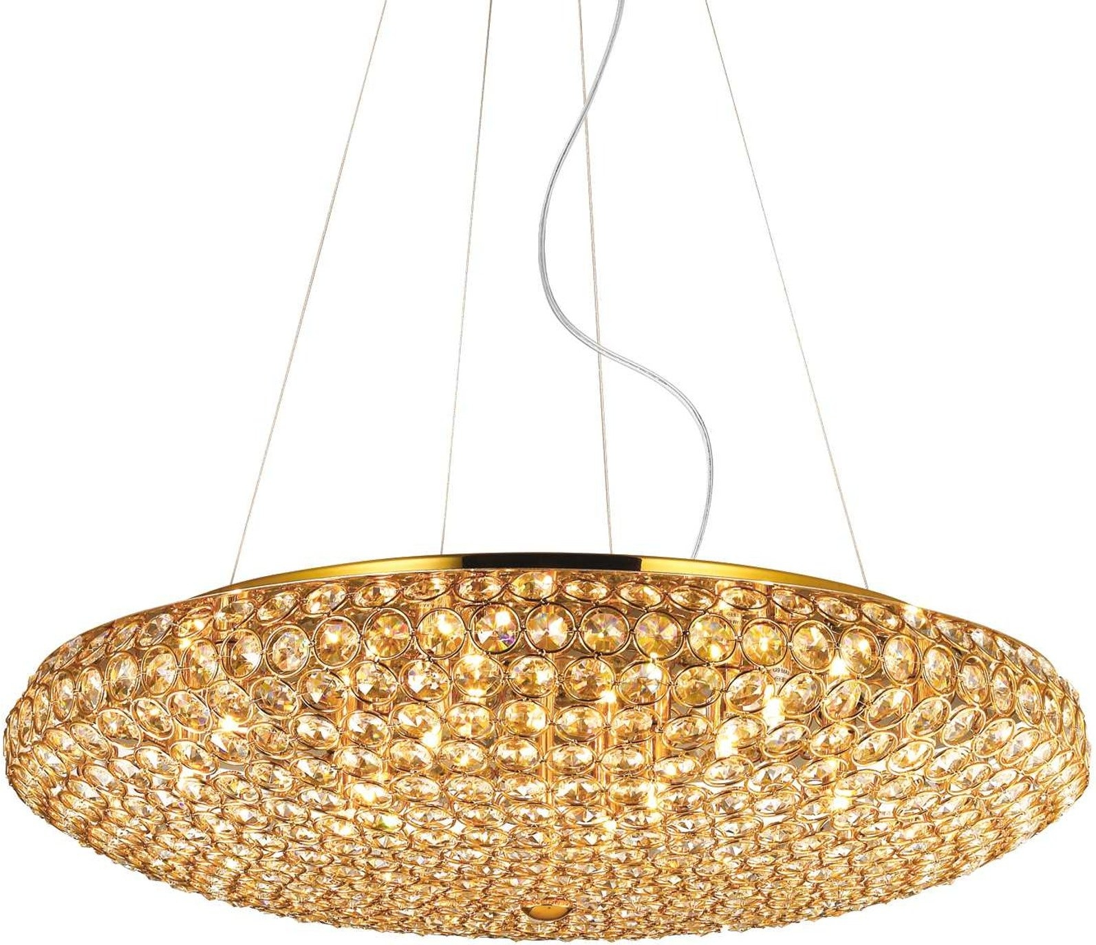 Ideal Lux Pendellampe King ø65   Justerbar Højde 40-120   Guld Metal Glas