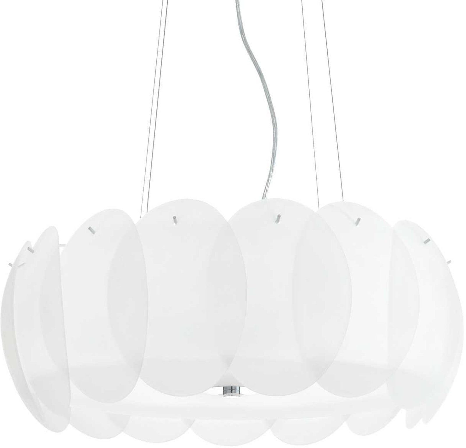 Pendellampe Ideal Lux Ovalino ø55   H28-120   Glas Hvid Justerbar Højde E27 Ip20