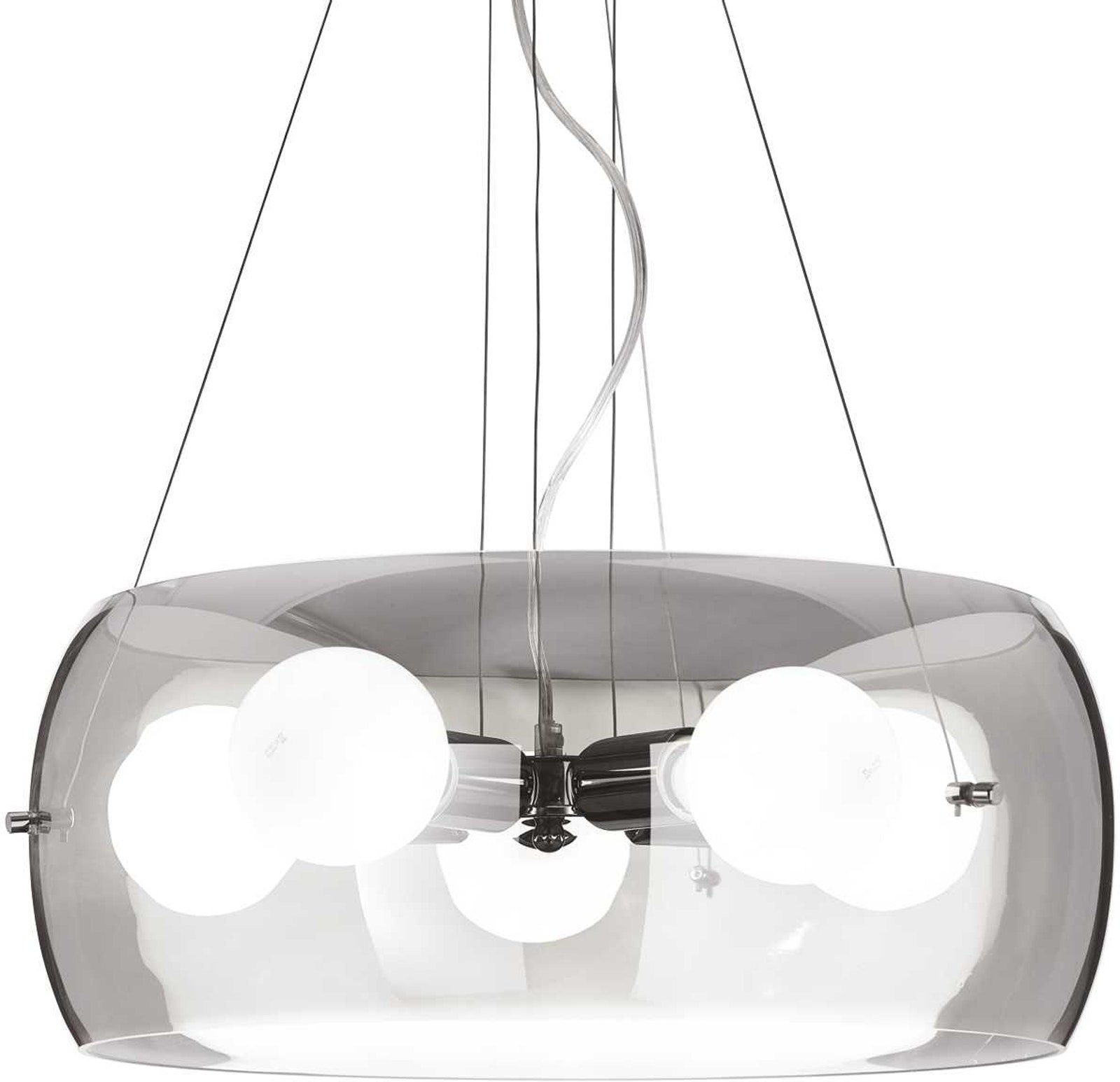 Pendellampe Ideal Lux Audi-10   Metal Med Røgfarvet Glas   Krom ø48     H40-100