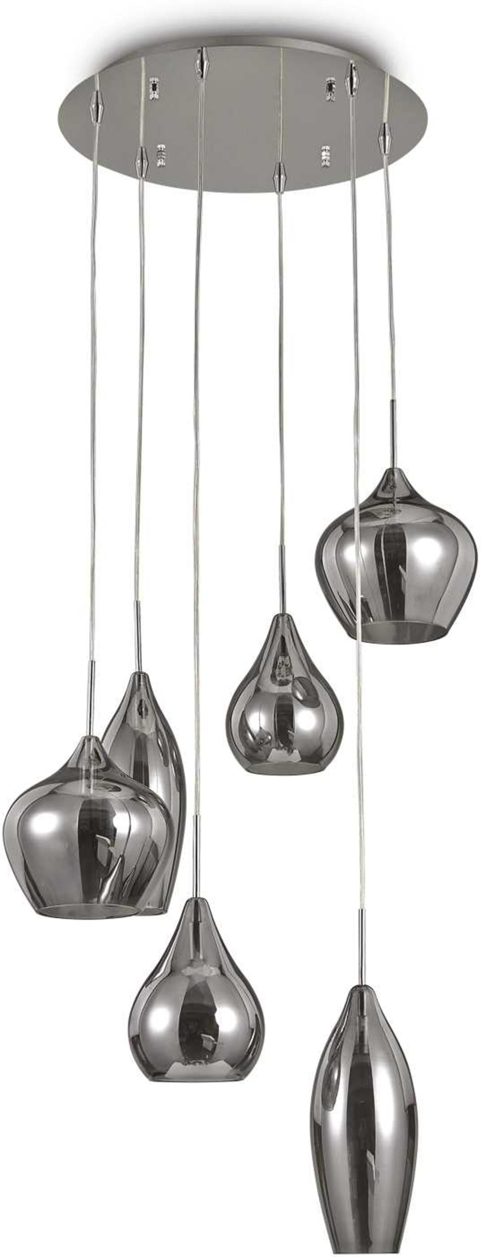 Pendellampe Ideal Lux Soft   Lampeskærme Røg Krom ø600 H300-1350