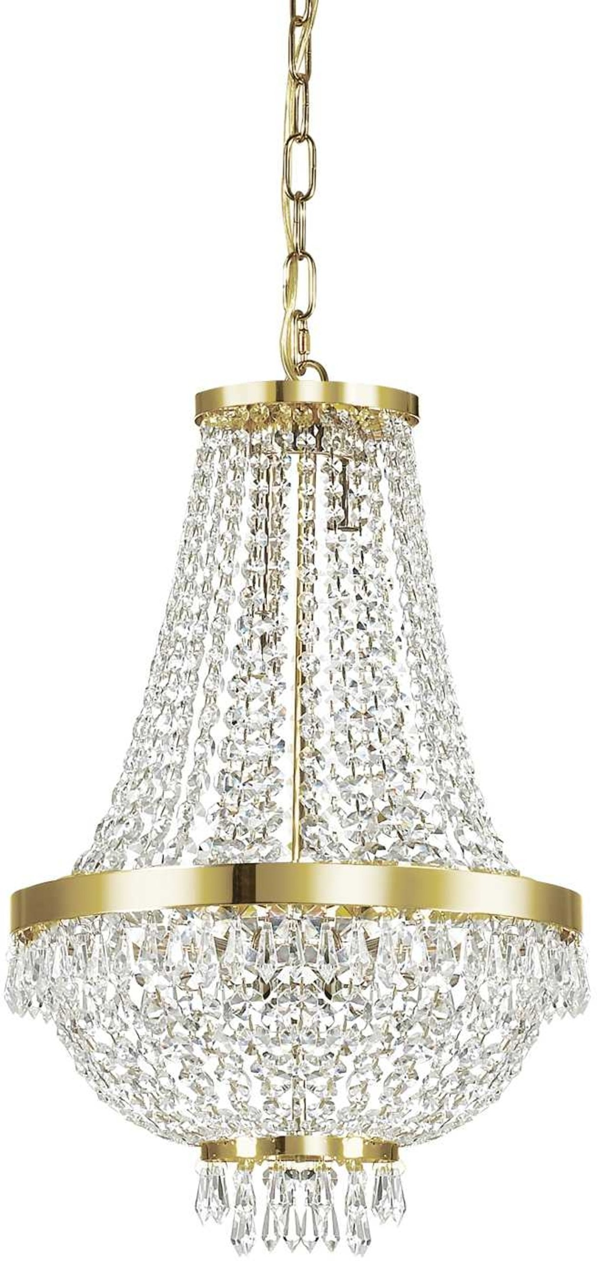 Pendel Loftlampe Ideal Lux Caesar Guld ø380   Justerbar Højde 800-1700   Metal Glas Krom 6x G9
