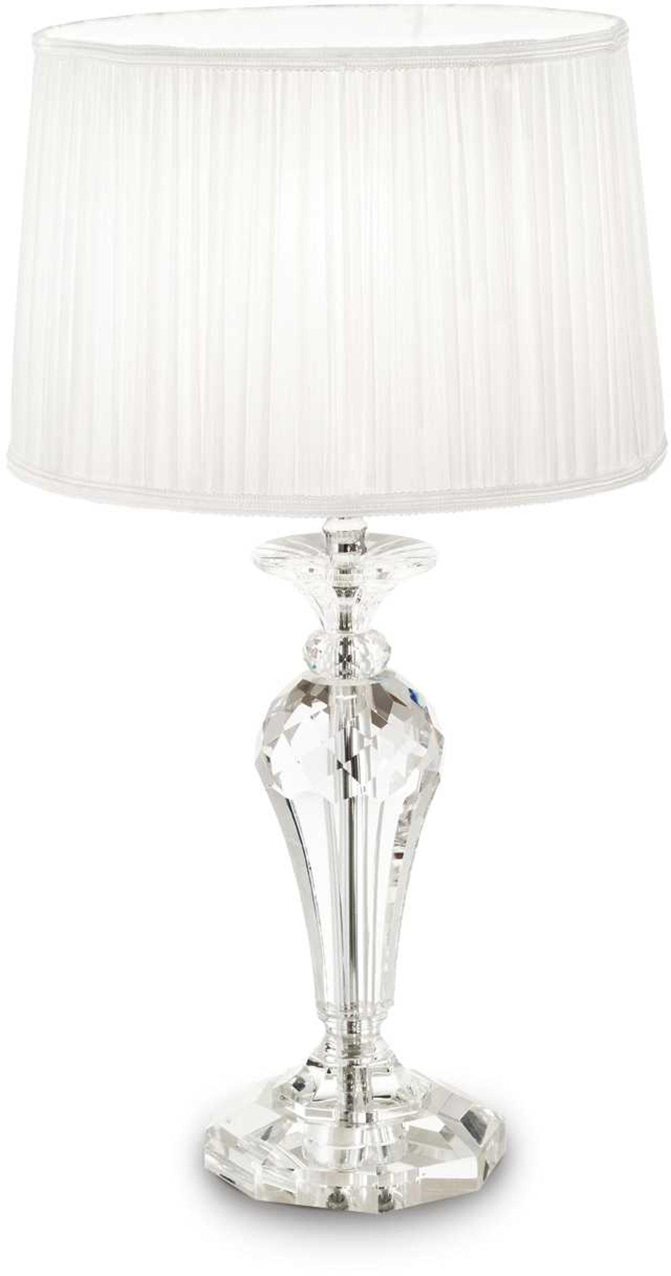 Elegant Krystal Bordlampe med Hvidt Stof – Kate Paris
