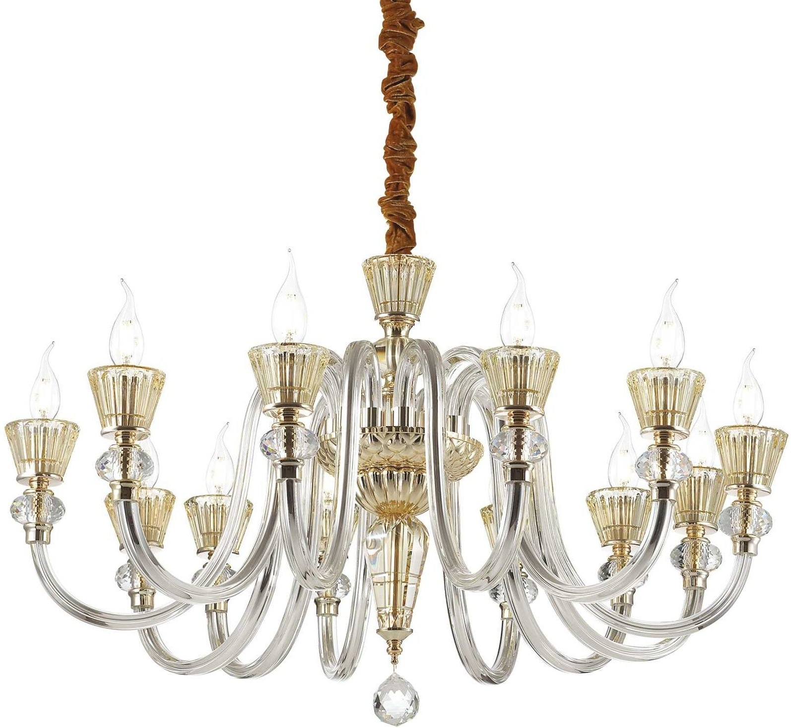 Pendelampe Ideal Lux Strauss Ø84 cm med Guldfinish