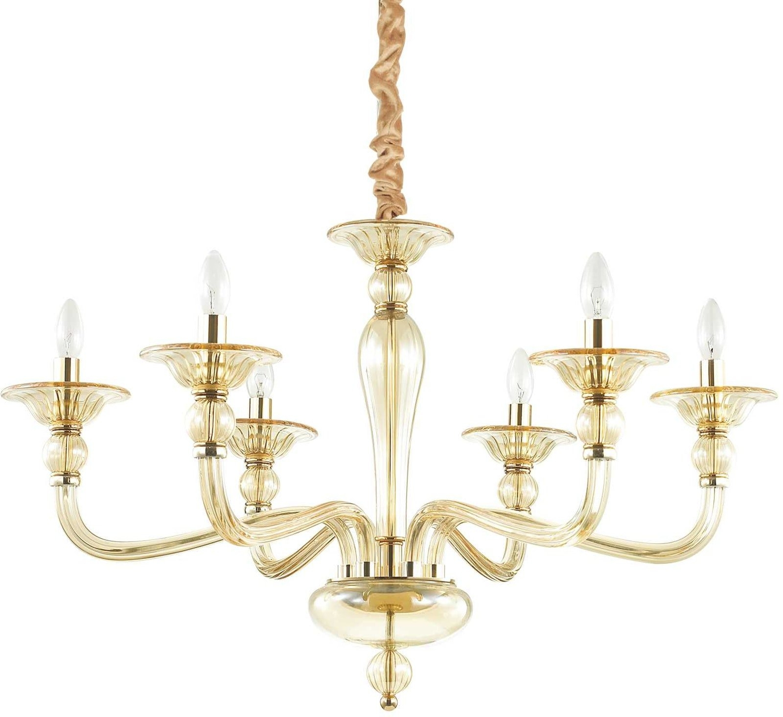 Elegant Pendellampe i Ravfarvet Glas & Krom - Ideal Lux Danieli