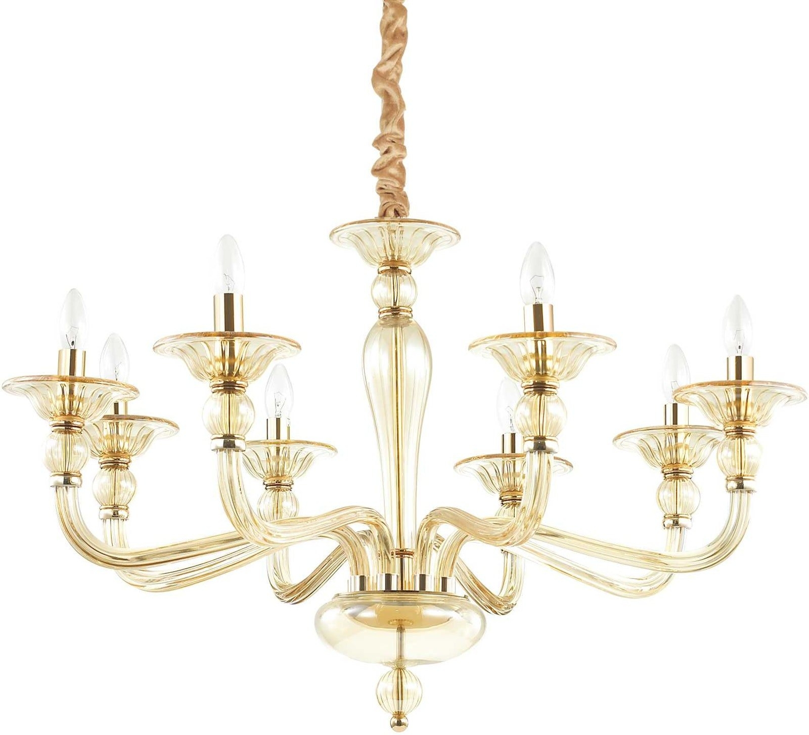 Pendellampe Ideal Lux Danieli i Ravfarvet Glas og Krom