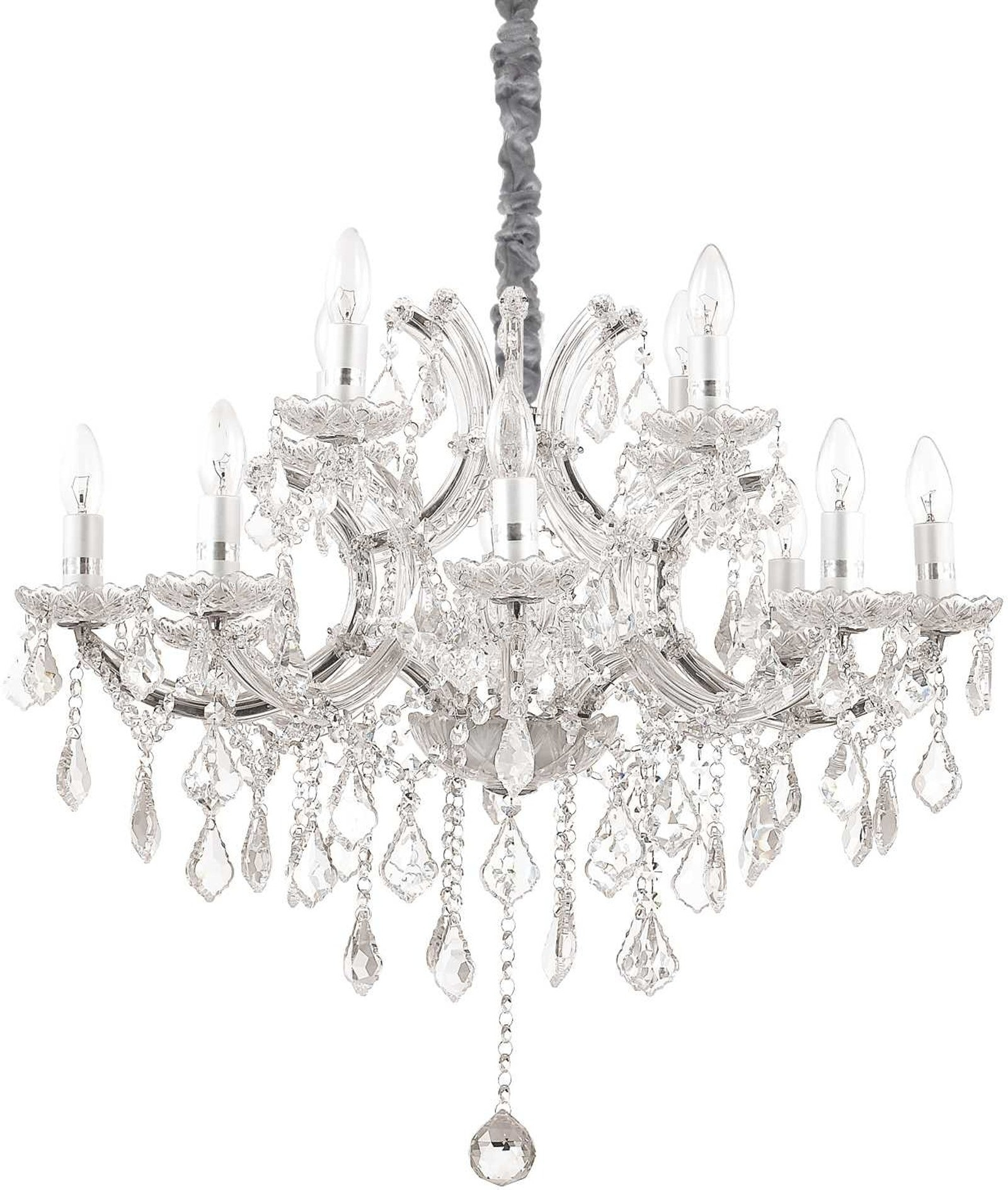 Elegant Krystal Pendel Lampe i Krom - Ideal Lux Napoleon
