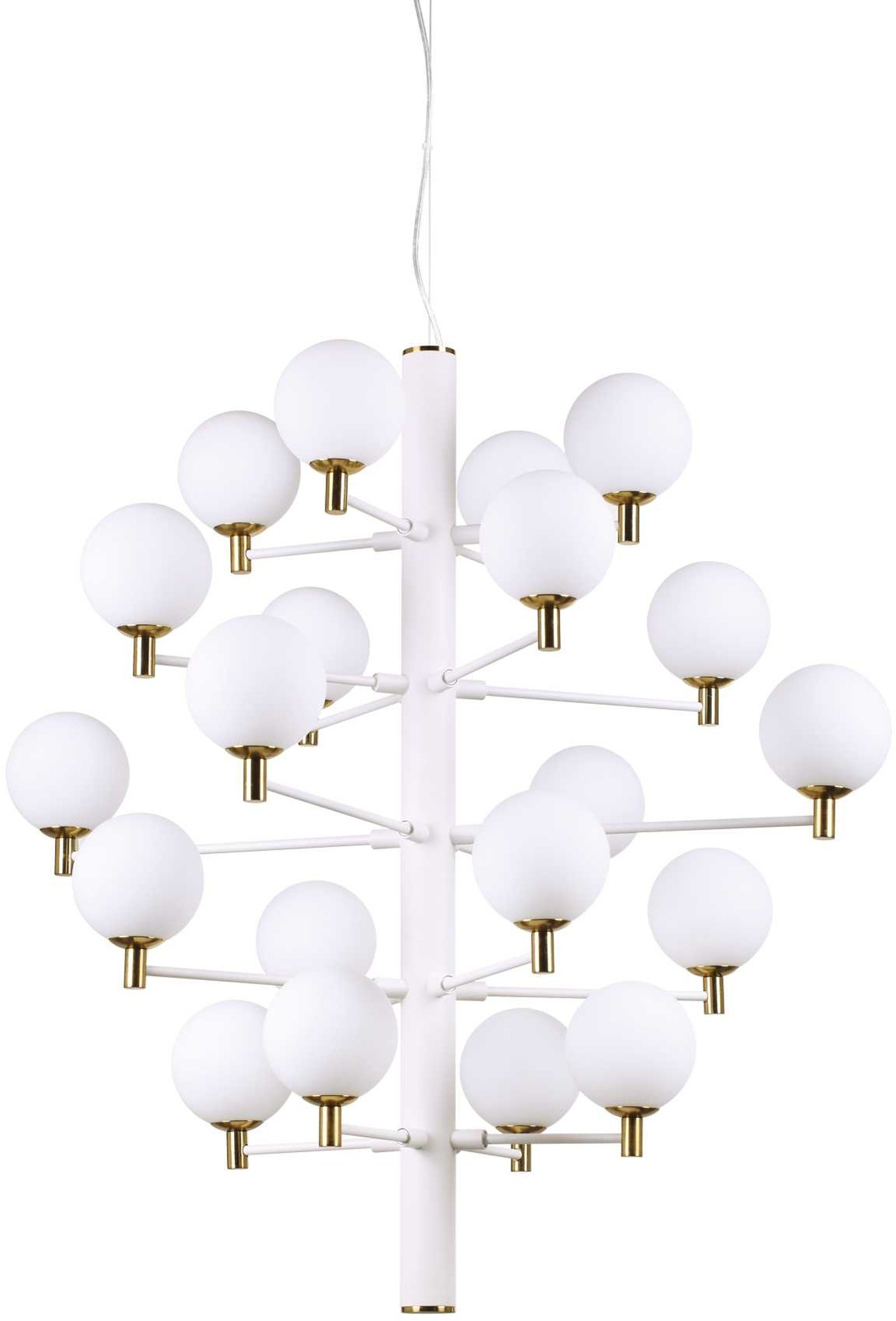 Pendellampe Ideal Lux Copernico - Mat Hvid med Messingdetaljer