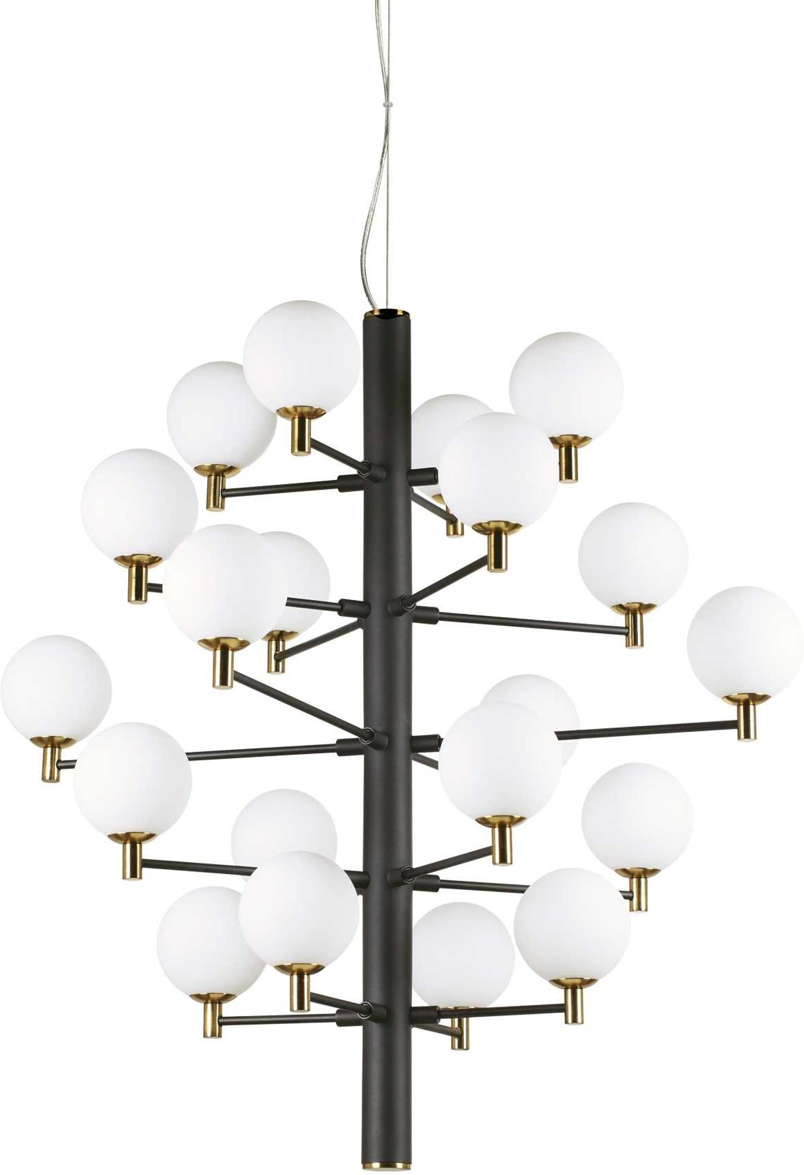 Pendellampe Ideal Lux Copernico ø86   H104-202   Justerbar Højde Metal   Glas Sort Minimalistisk