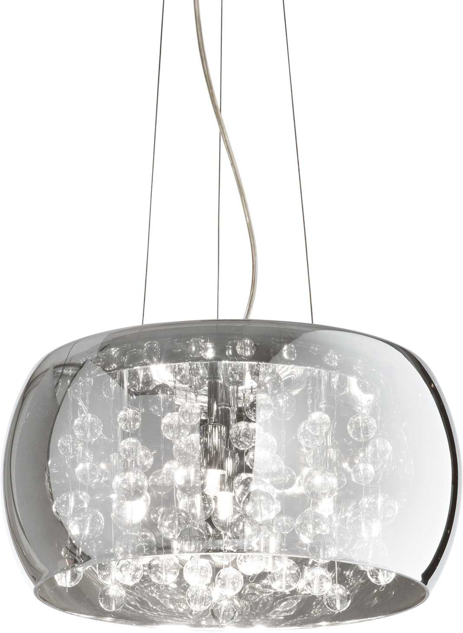 Pendellampe Ideal Lux Audi-80 Røg Krom ø400   Højdejusterbar 260 2350