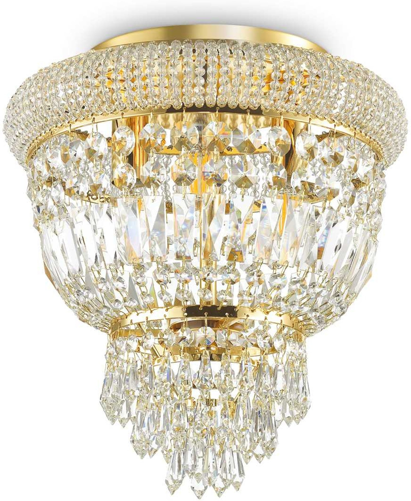 Loftslampe Ideal Lux Dubai i Messing med Krystaller