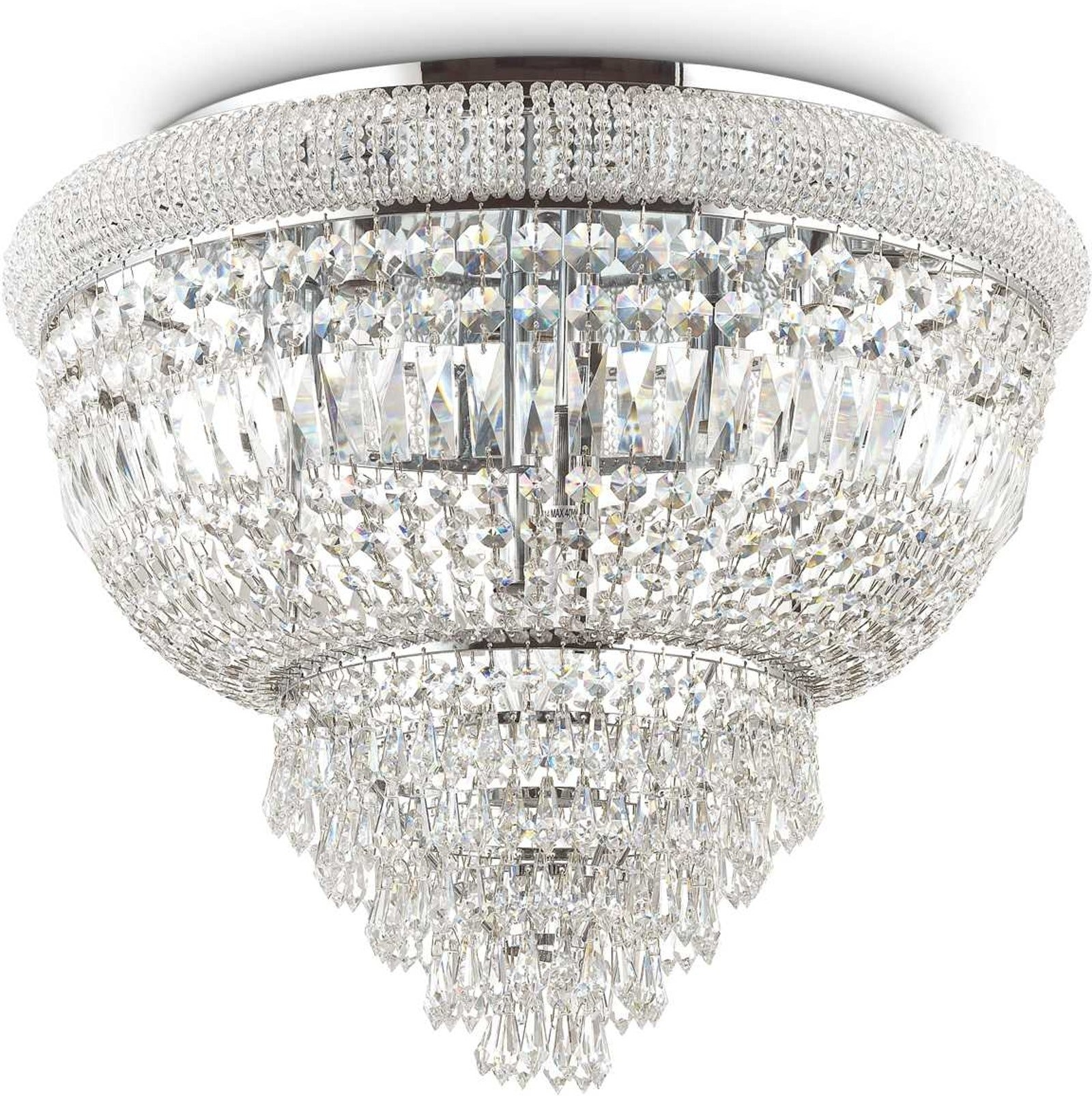 Loftlampe Ideal Lux Dubai Pendel i Krom og Glas