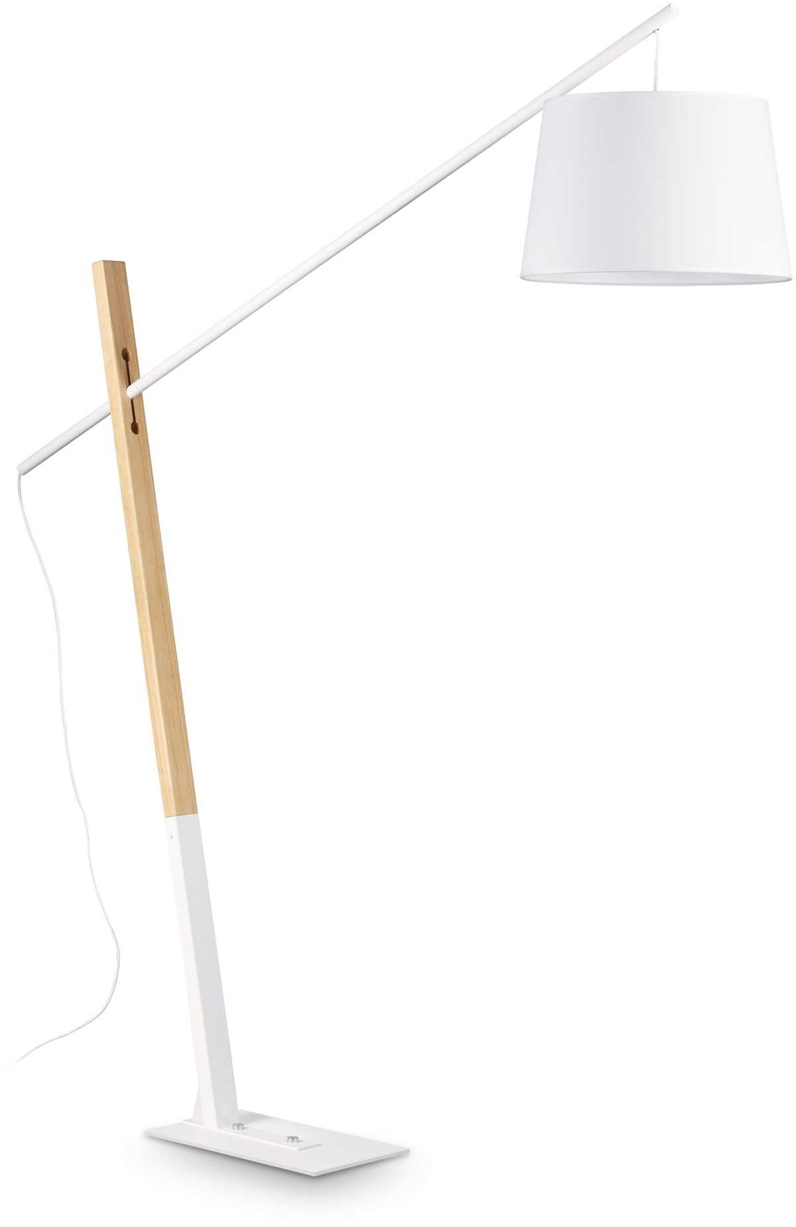 Elegant Gulvlampe Ideal Lux Eminent Hvid med Træstang