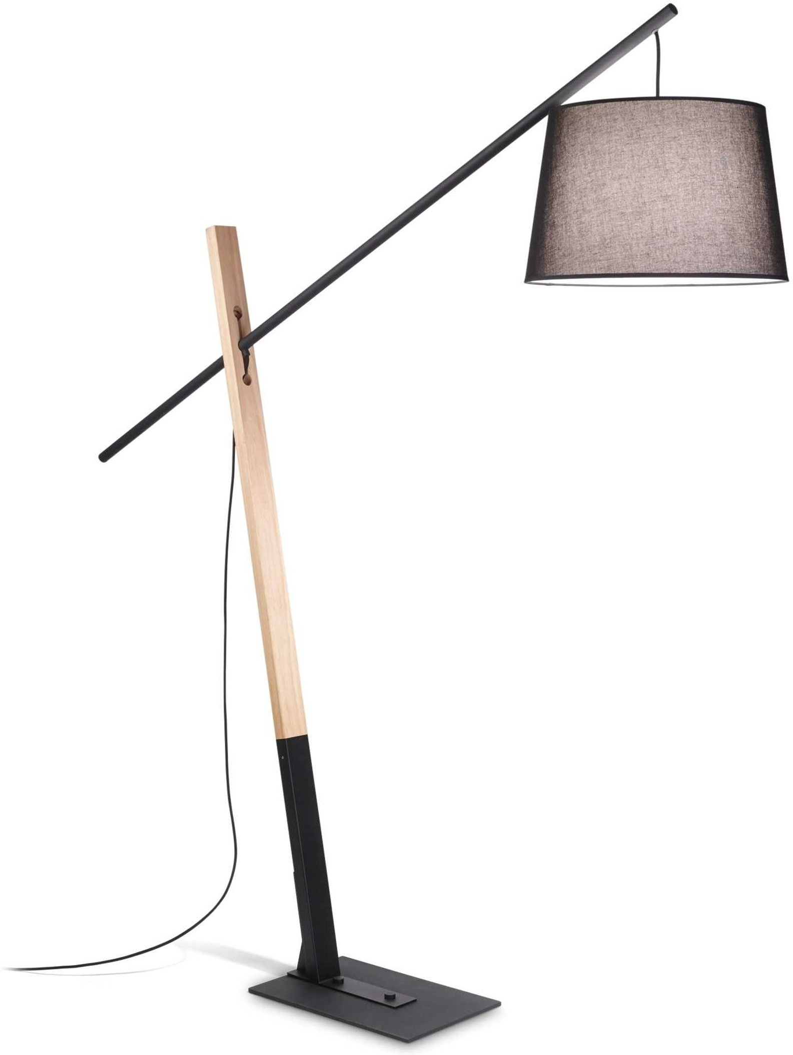 Elegant Gulvlampe Ideal Lux Eminent Sort med Træ og Metal