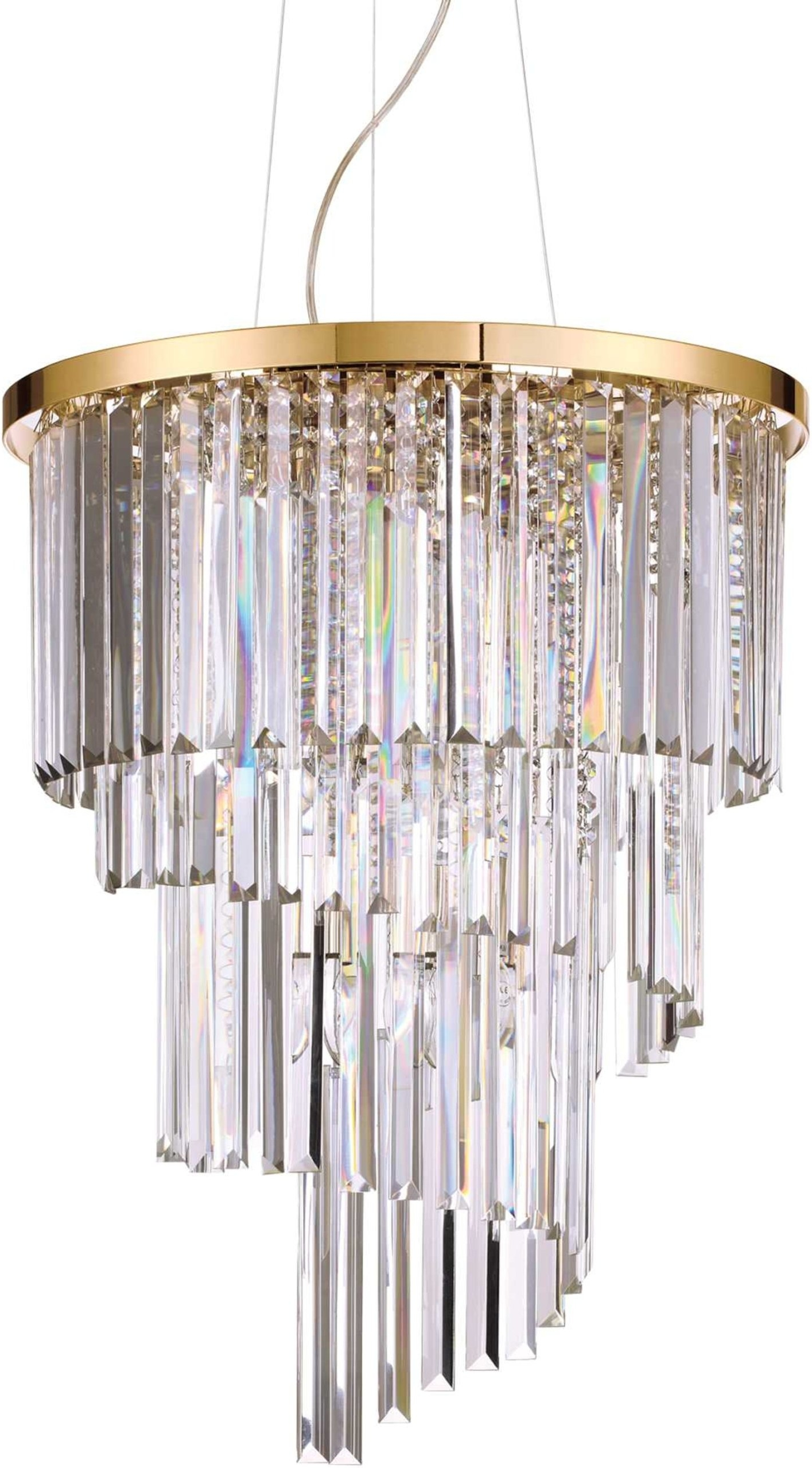 Eksklusiv 12-armet pendel lampe i guldfinish fra Ideal Lux