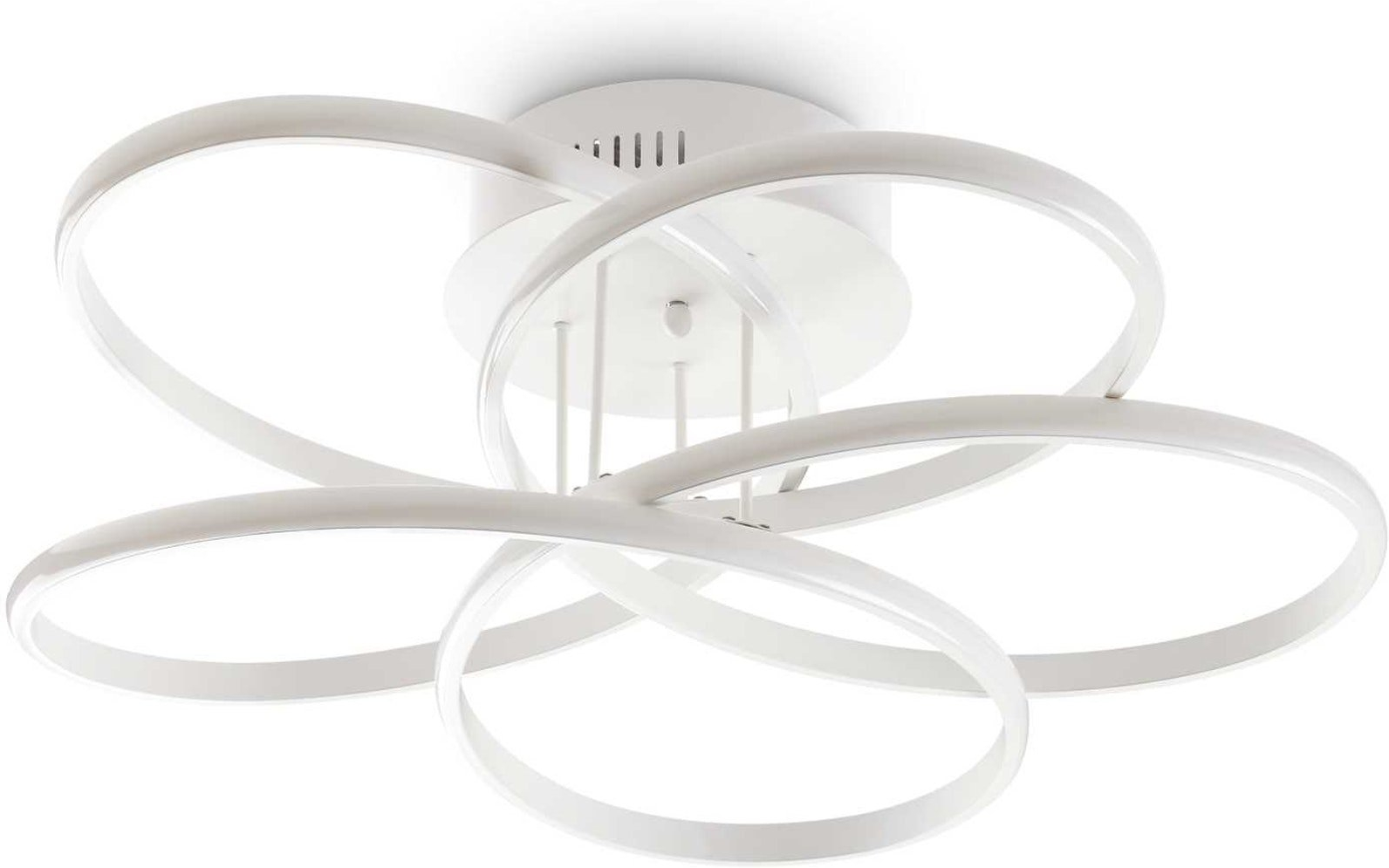 Elegant Loftlampe i Mat Hvid Metal med Opalfarvet Diffusor