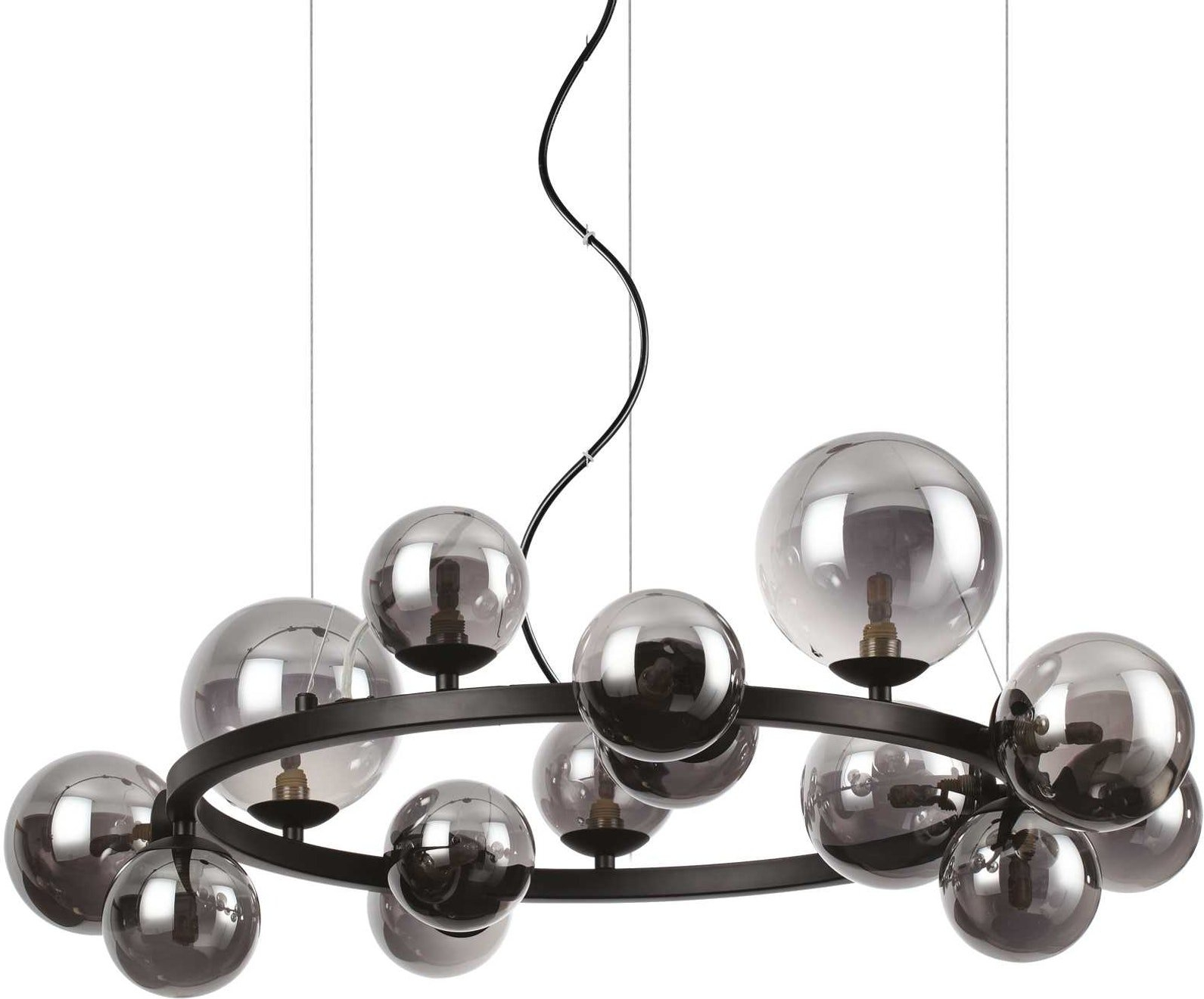 Elegant Pendel Lampe i Mat Sort fra Ideal Lux Ø85 cm