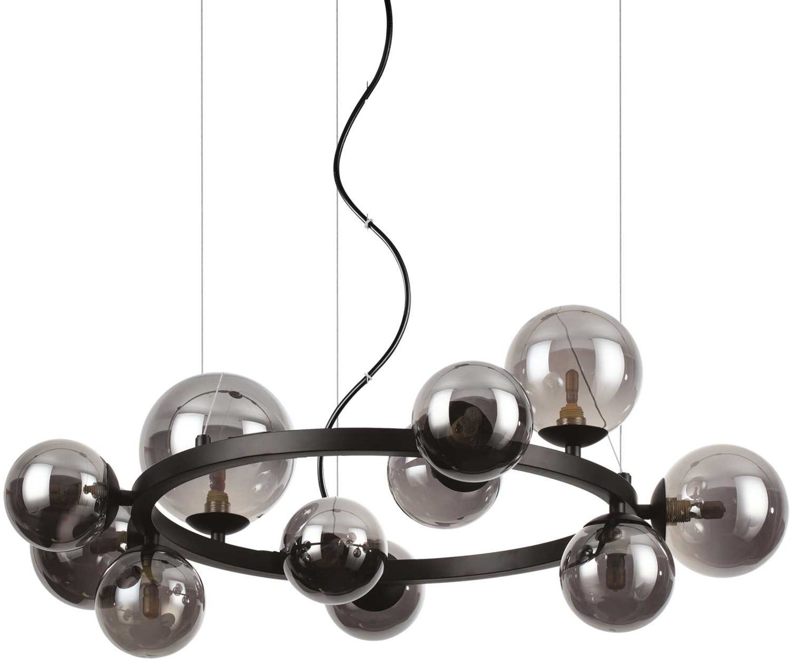 Pendellampe Ideal Lux Perlage Ø73 – Mat Sort & Justerbar