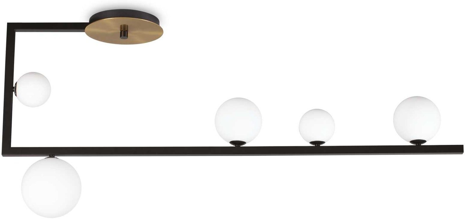 Loftslampe Ideal Lux Birds - Sort Metal & Hvidt Glas